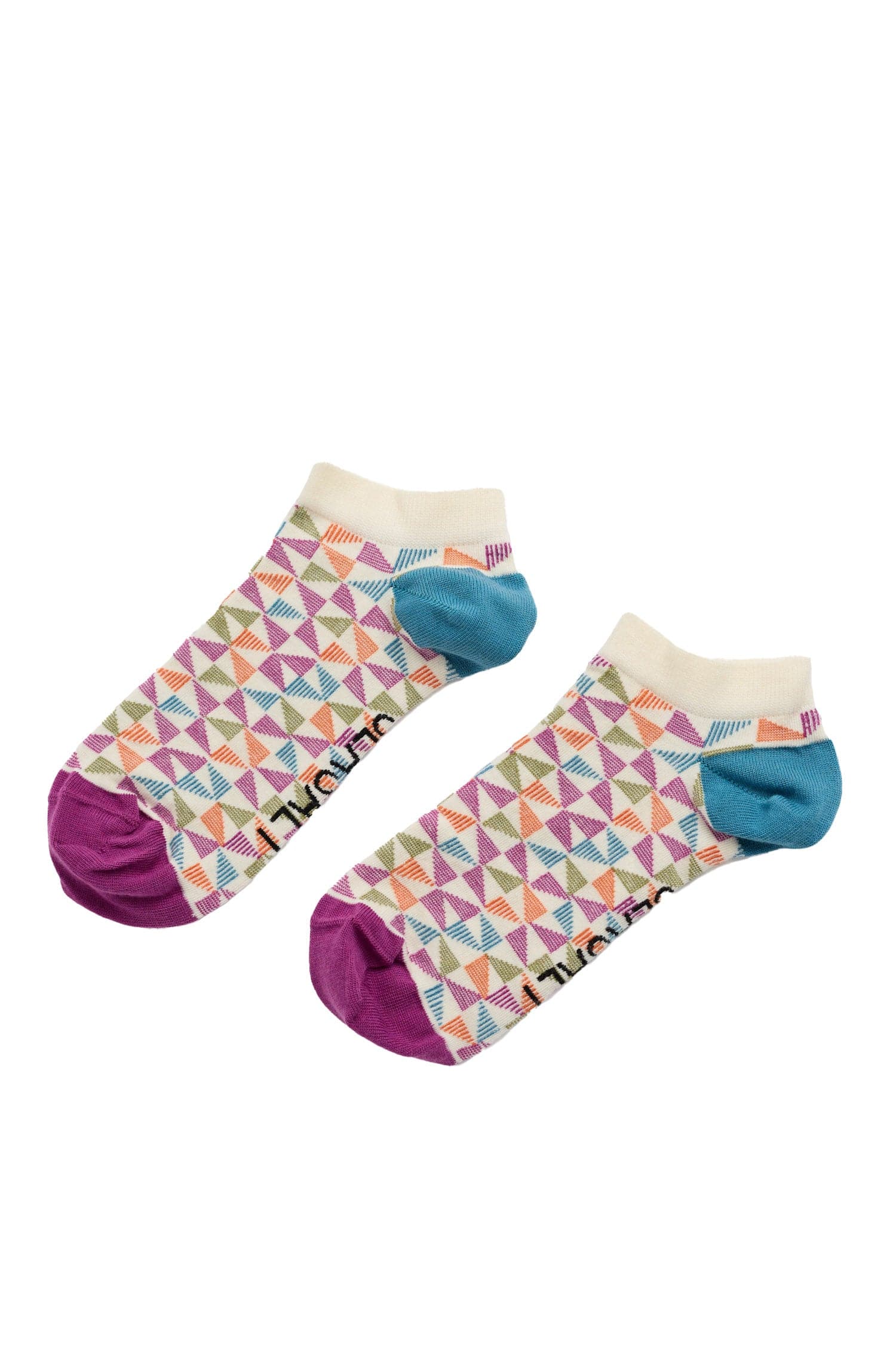 Organic Cotton Arty Trainer Socks - Geo Poseidon Mix