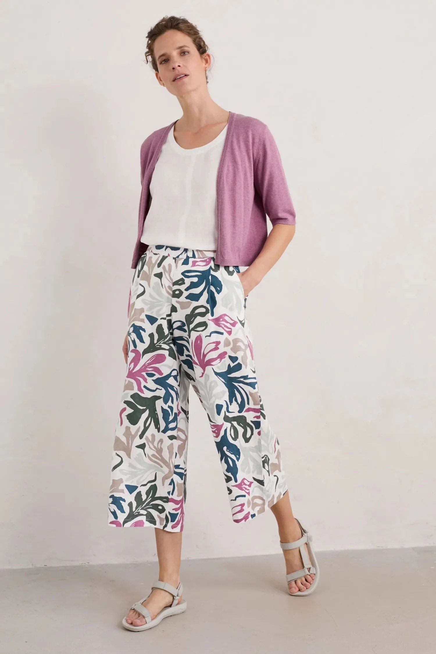 Peaceful Haven Linen Culottes - Sea Frond Chalk - Image 2