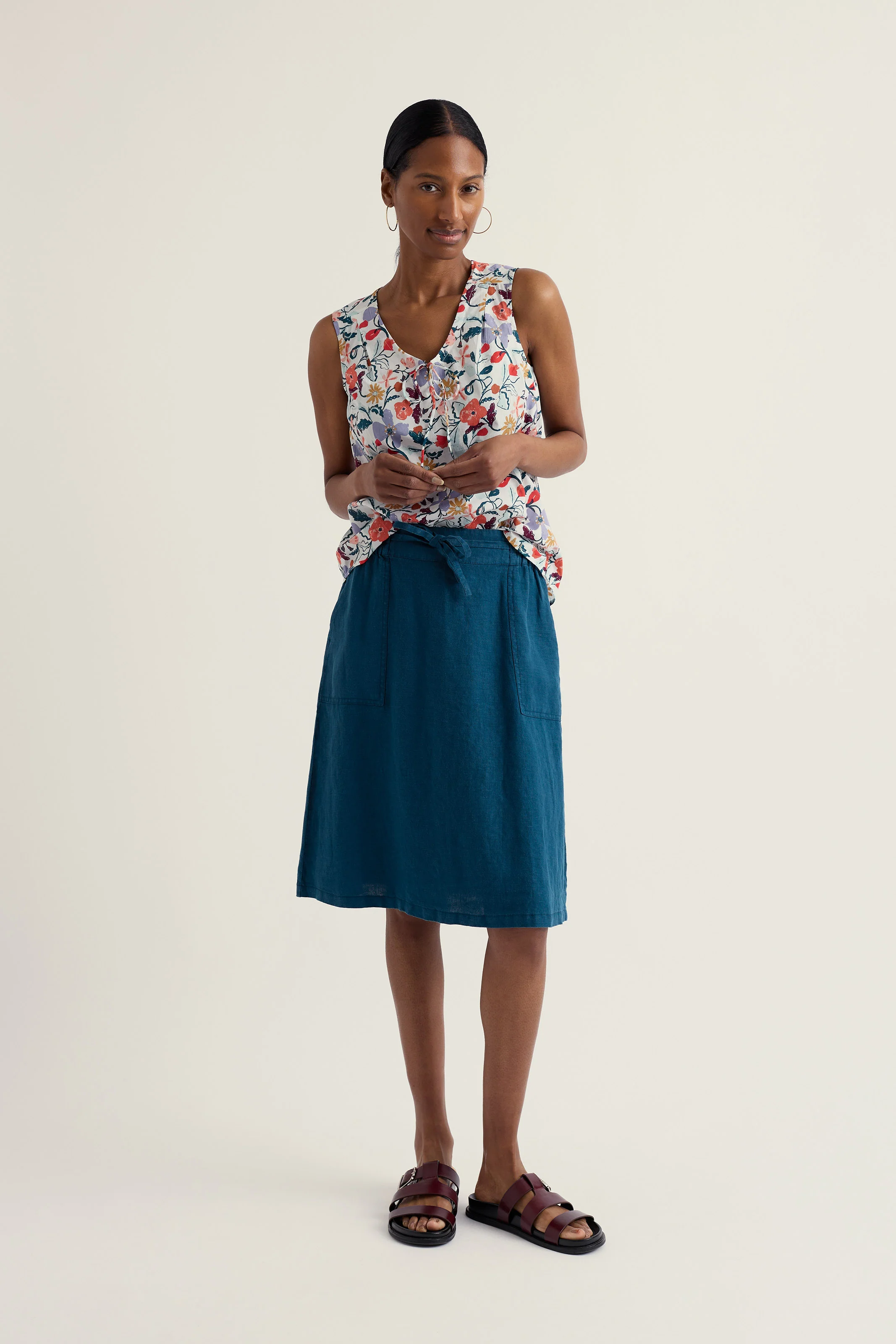 Pepper Moth Linen Skirt - Ocean Drift - Image 4