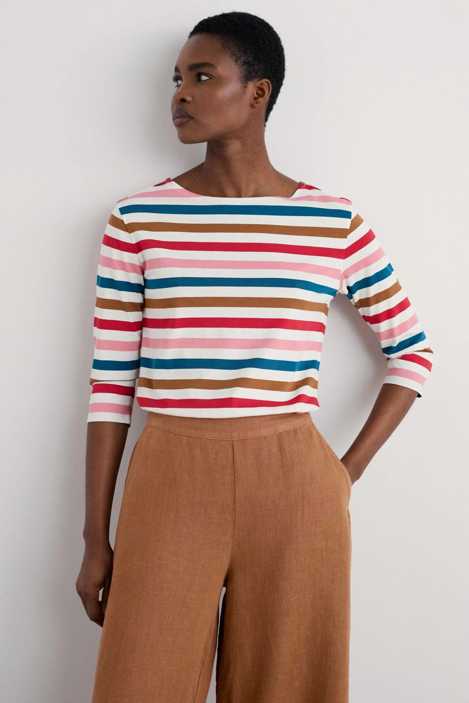 Sailor 3/4 Sleeve Top - Quad Scallion Pink Sky - Image 2