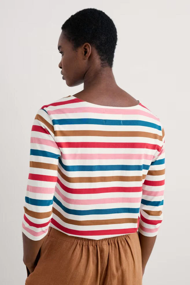 Sailor 3/4 Sleeve Top - Quad Scallion Pink Sky - Image 3