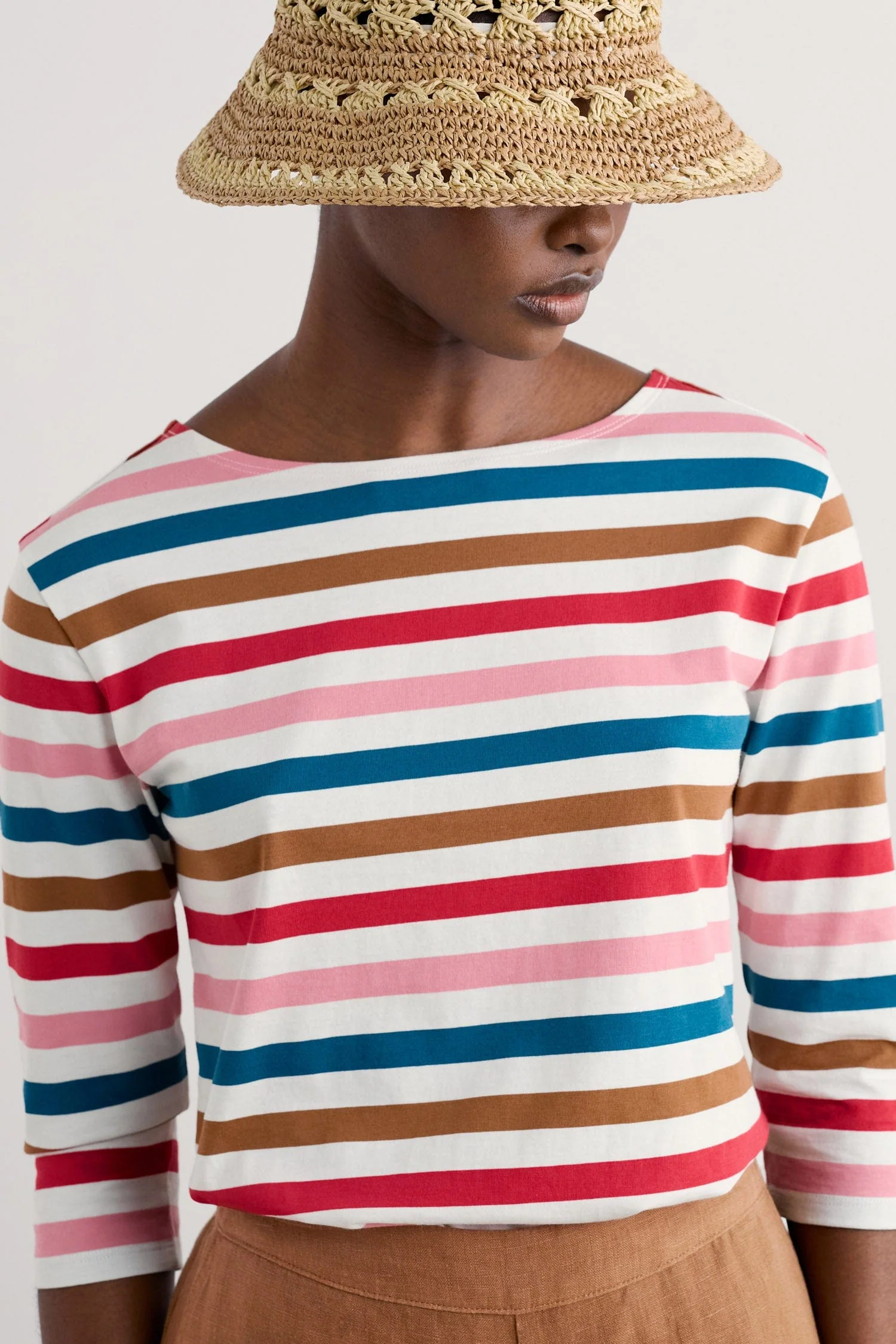 Sailor 3/4 Sleeve Top - Quad Scallion Pink Sky - Image 4