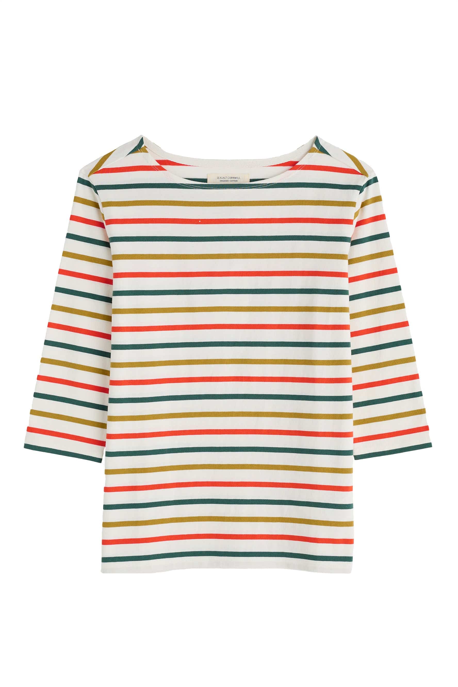 Sailor 3/4 Sleeve Top - Tri Breton Orange Coral