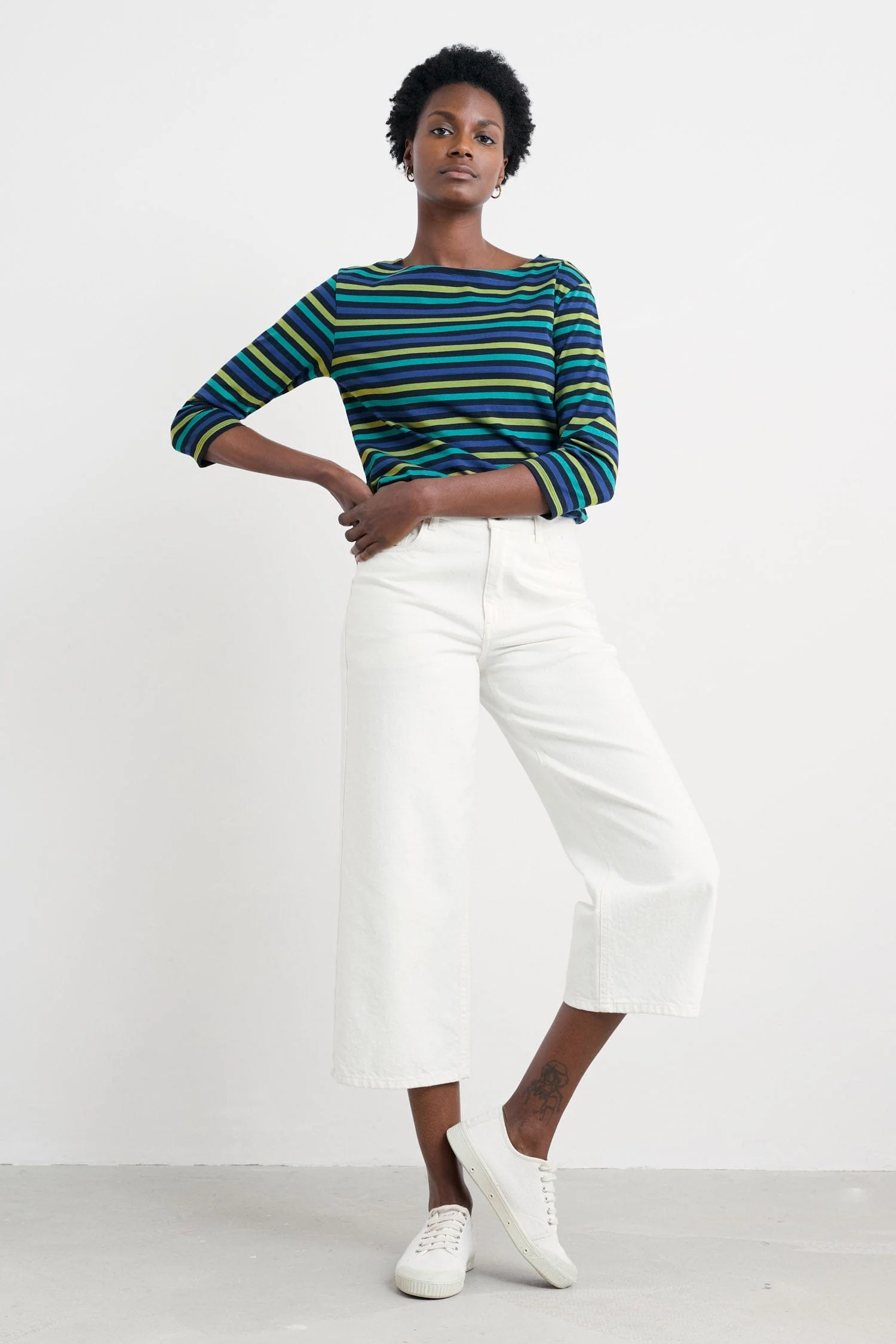Sailor 3/4 Sleeve Top - Tri Mini Cornish Emulsion - Image 2