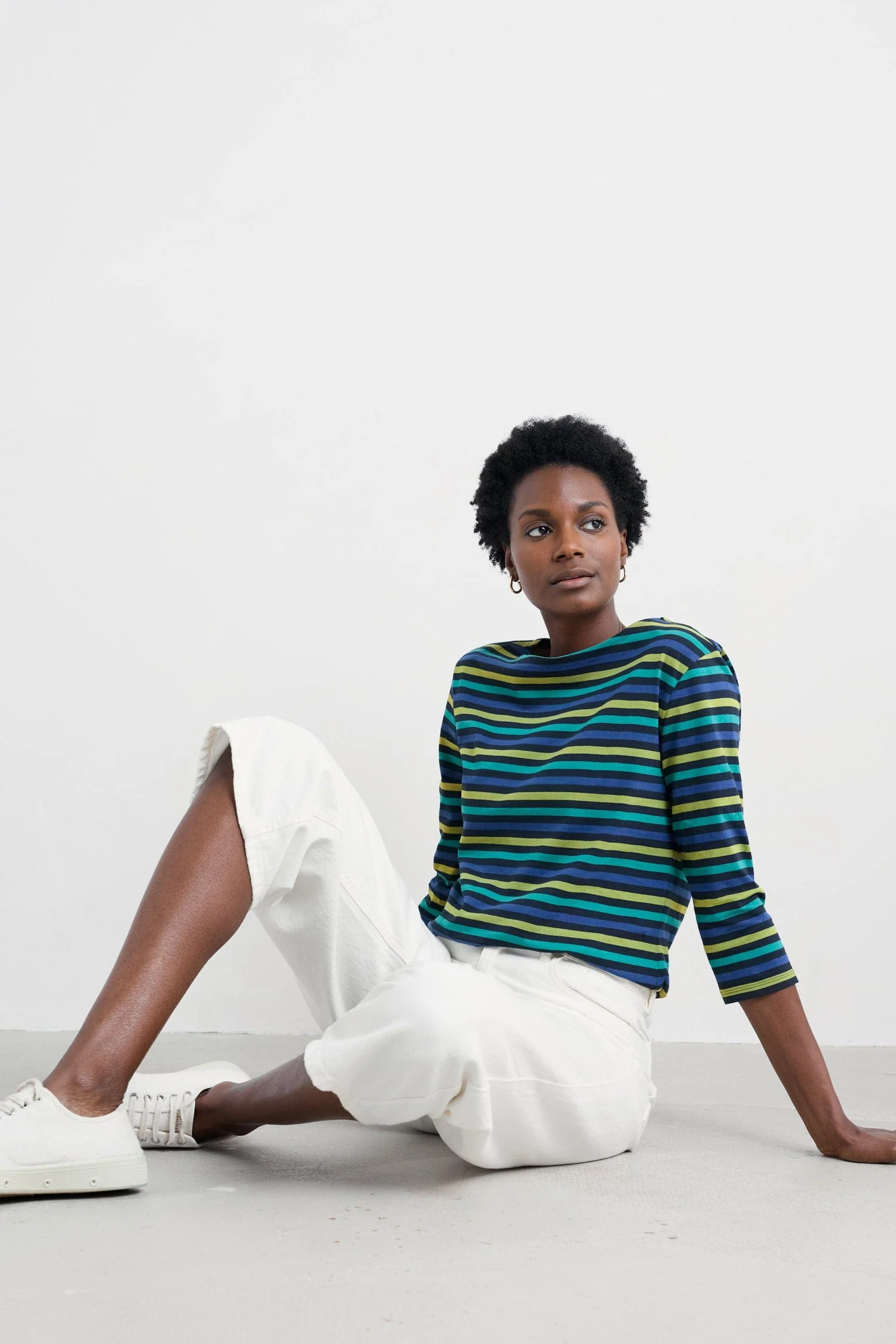 Sailor 3/4 Sleeve Top - Tri Mini Cornish Emulsion - Image 3
