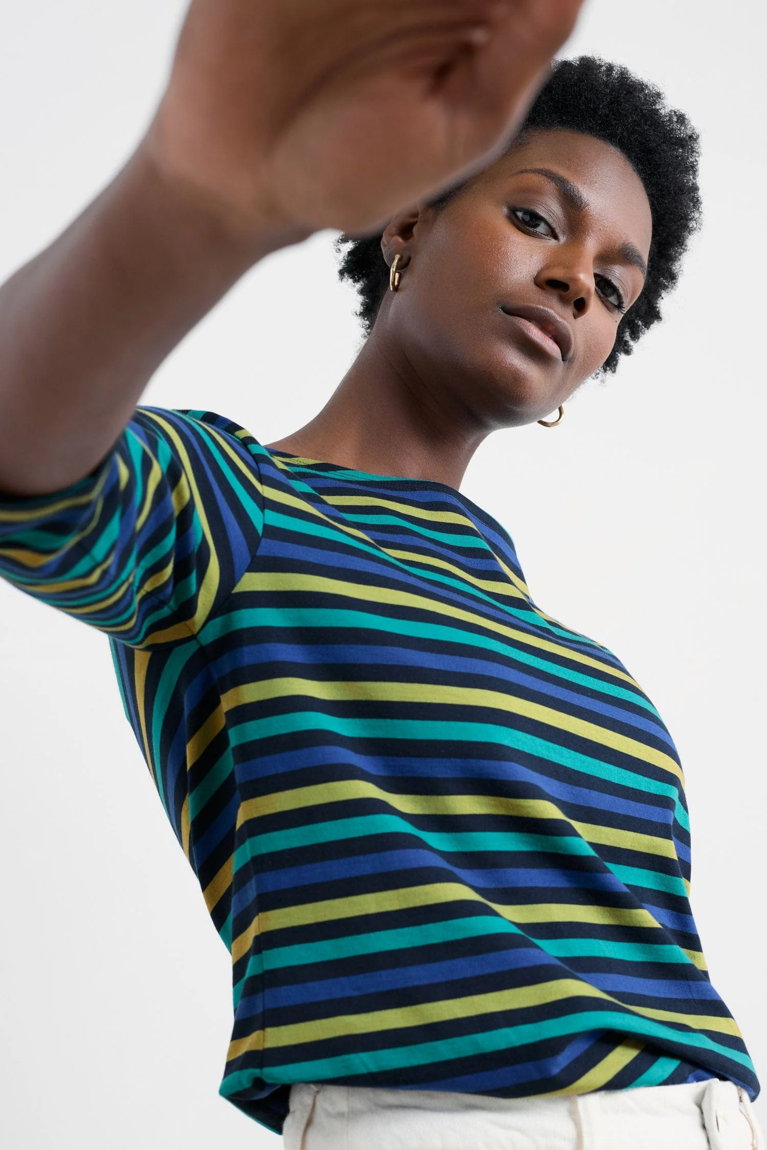 Sailor 3/4 Sleeve Top - Tri Mini Cornish Emulsion - Image 4