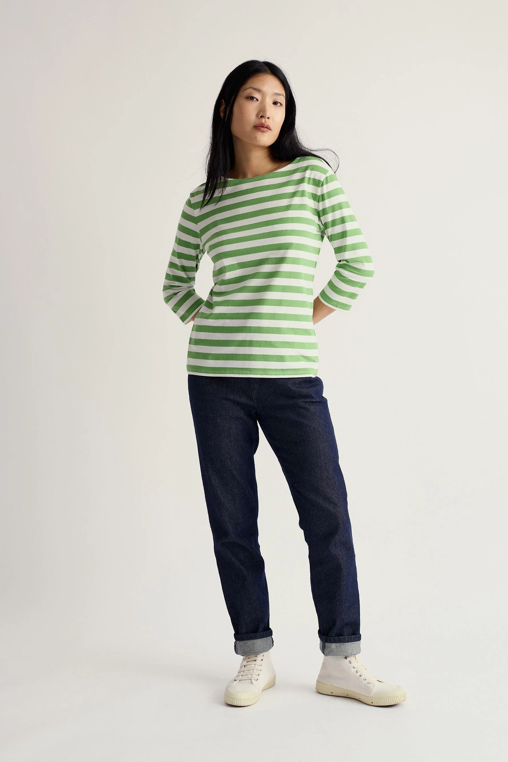 Sailor Organic Cotton Jersey Top - Scallion Clover Leaf - Image 2