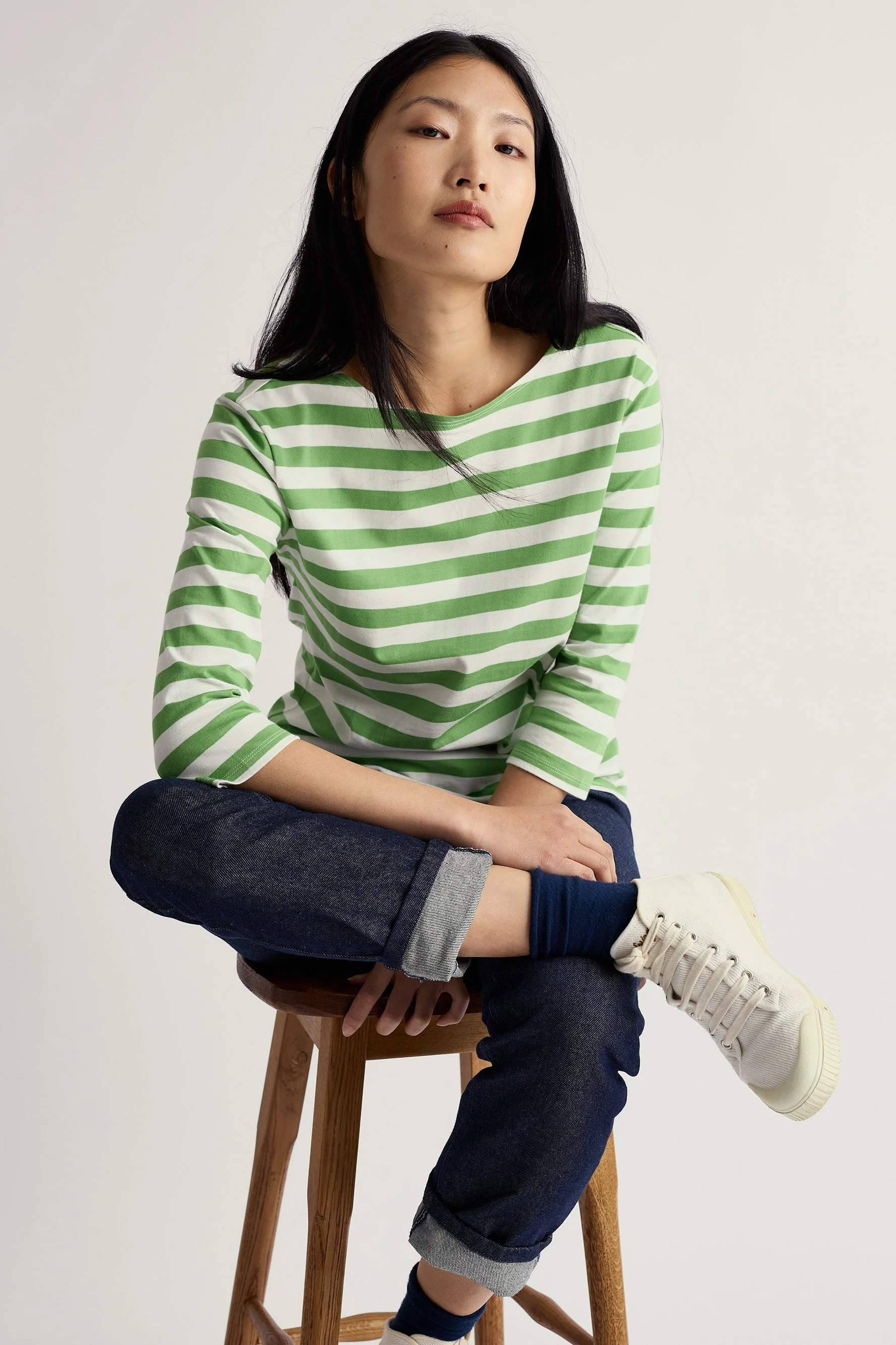 Sailor Organic Cotton Jersey Top - Scallion Clover Leaf - Image 3