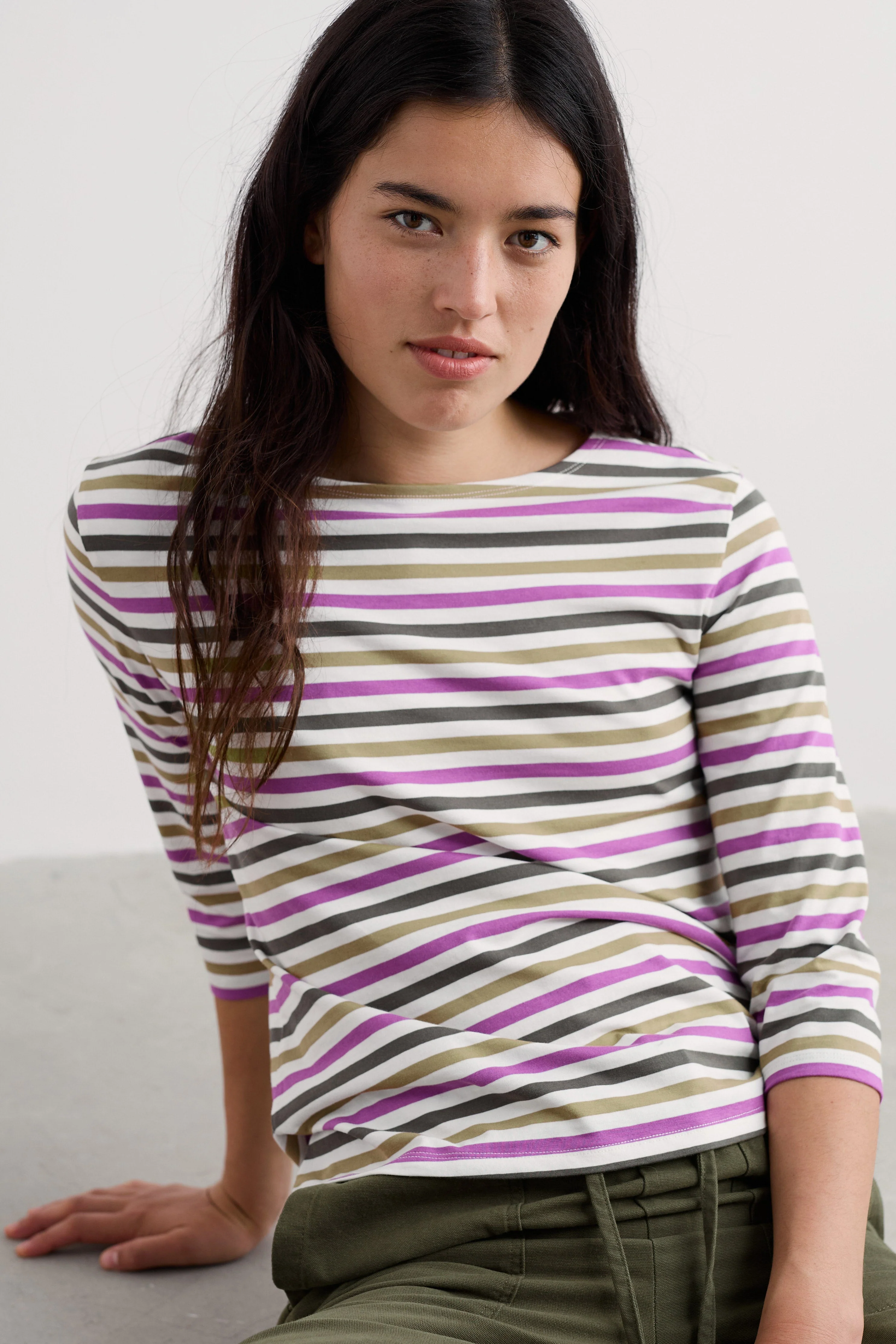 Sailor Organic Cotton Jersey Top - Tri Mini Cornish Fennel - Image 3