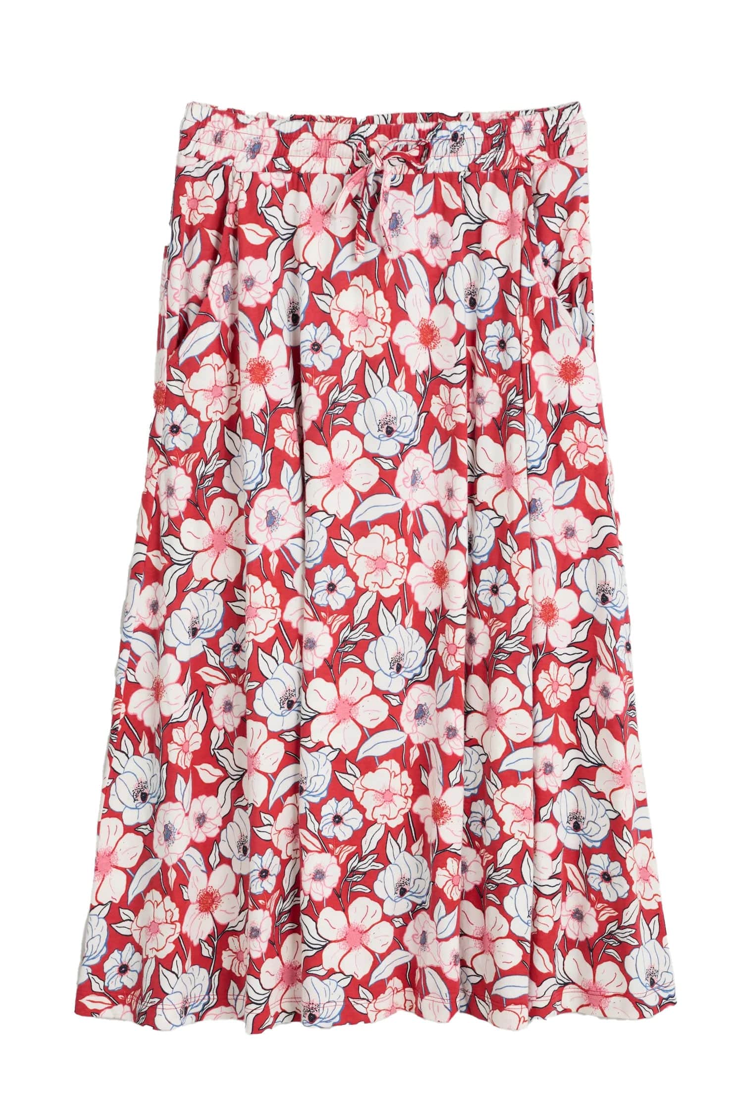 Script Editor Midi Skirt - Bold Camellia Brick
