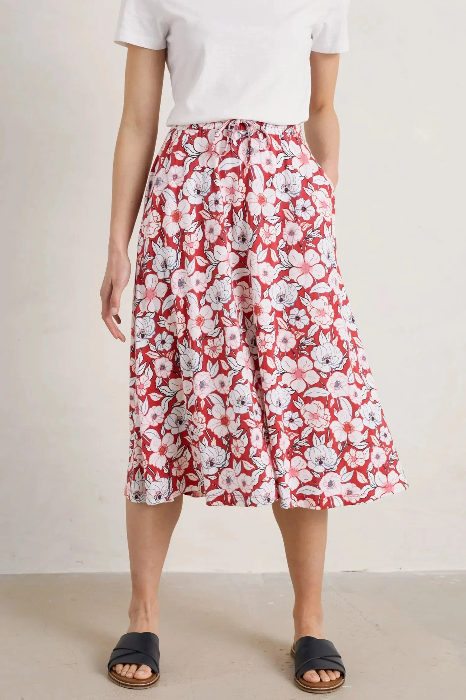 Script Editor Midi Skirt - Bold Camellia Brick - Image 2
