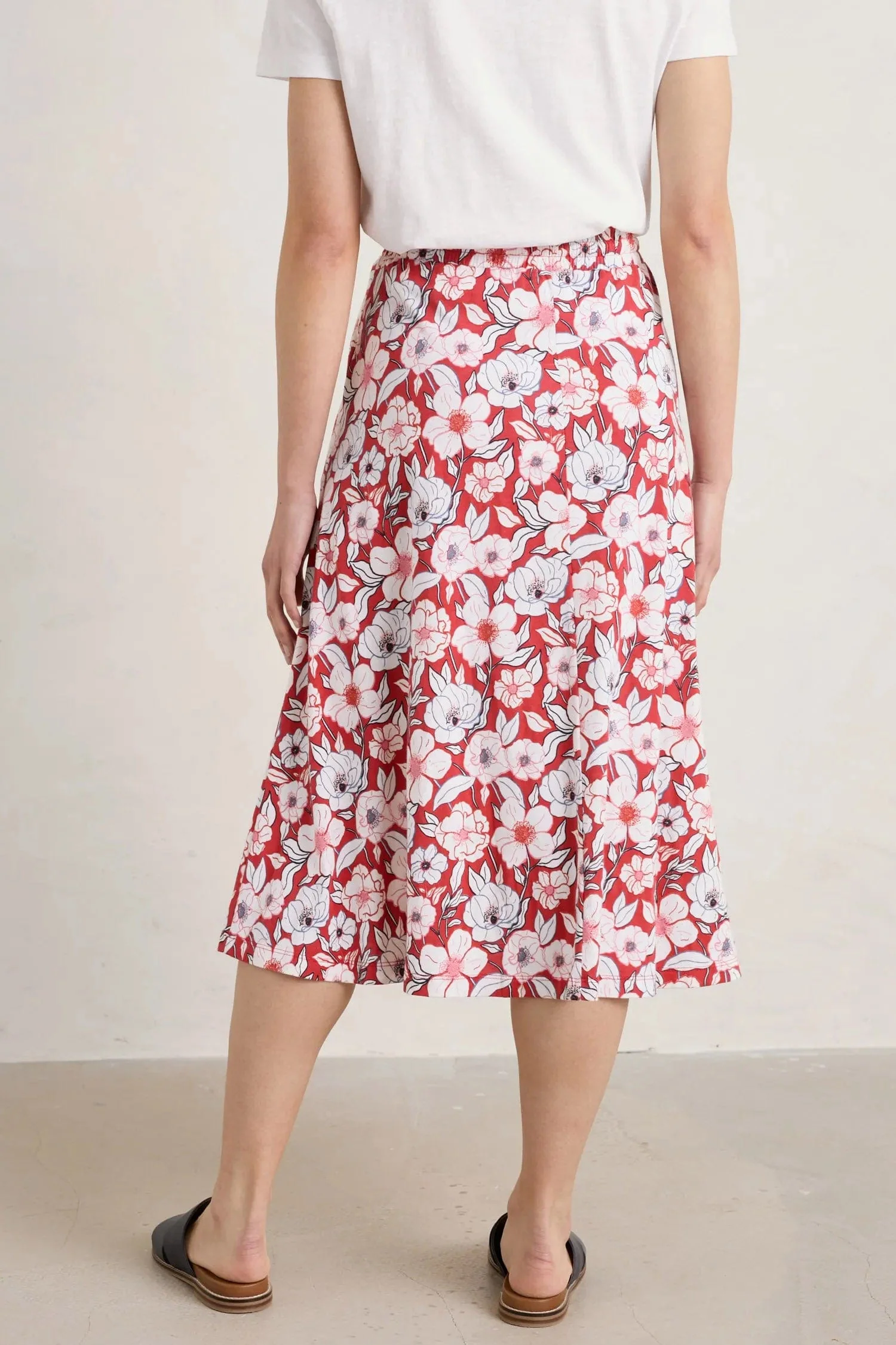 Script Editor Midi Skirt - Bold Camellia Brick - Image 3