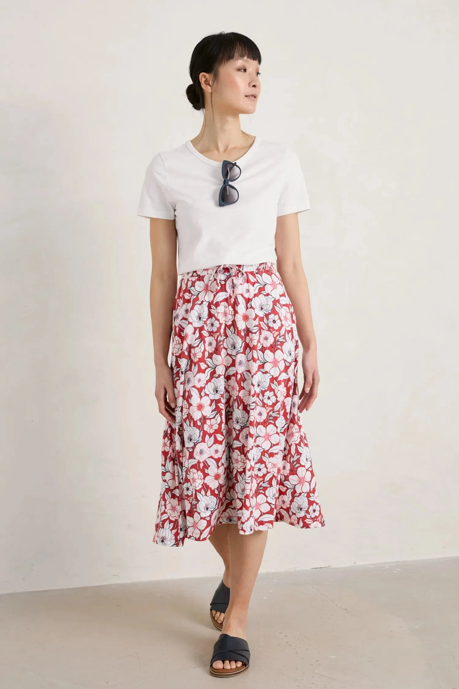 Script Editor Midi Skirt - Bold Camellia Brick - Image 4