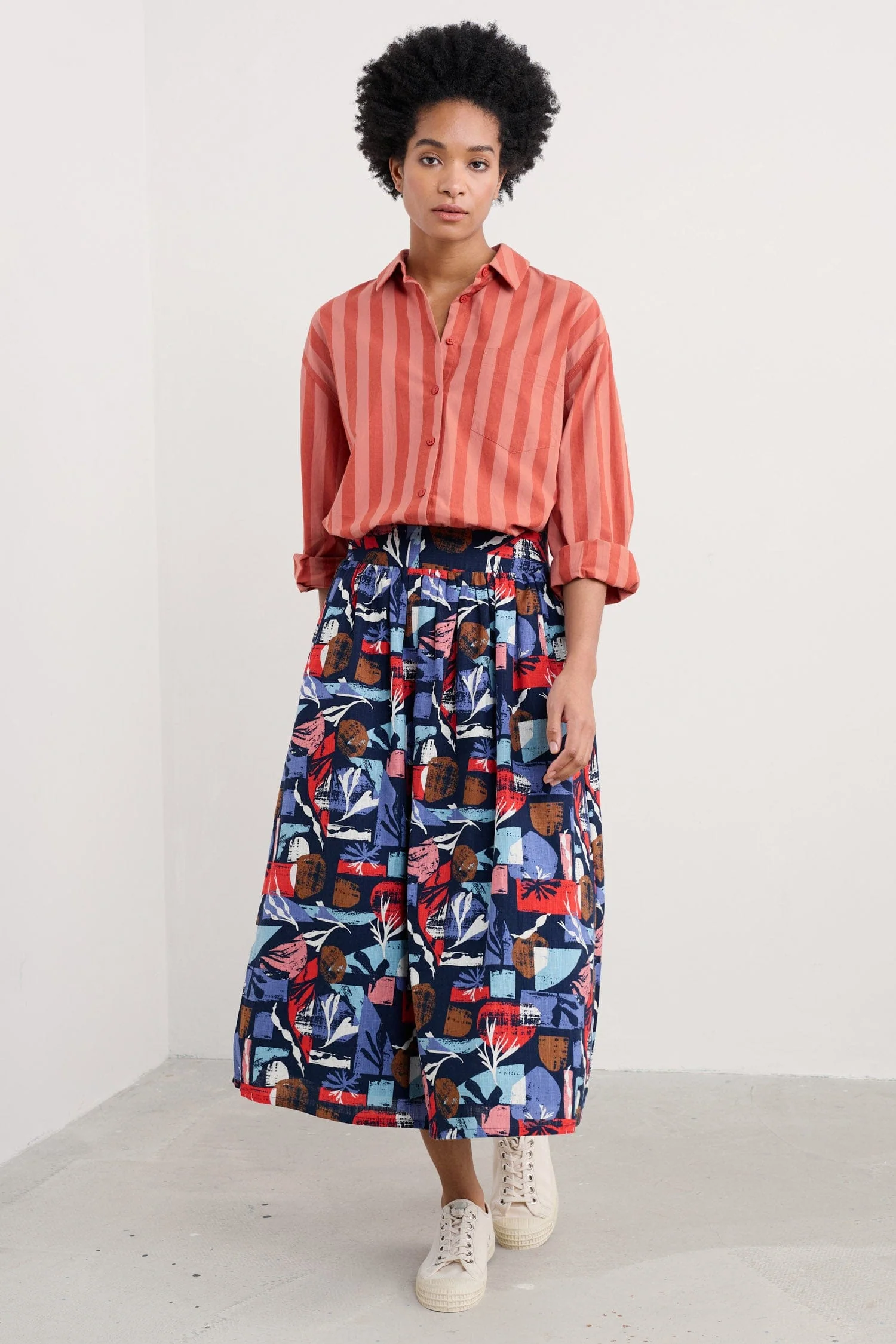 Sea Path Shirt - Scallion Stripe Dark Cinnamon - Image 2