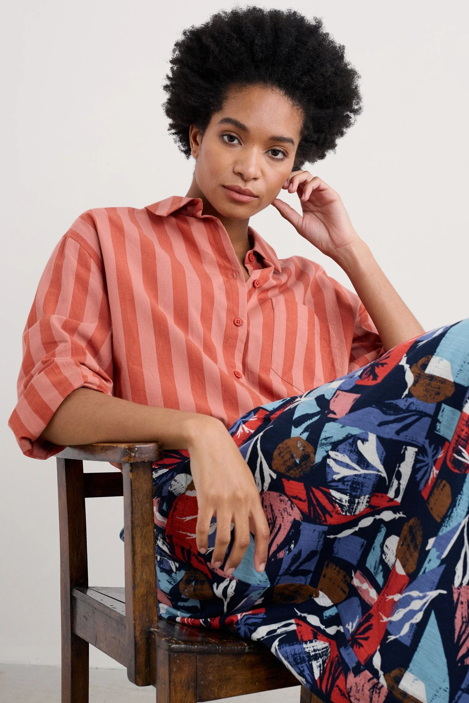 Sea Path Shirt - Scallion Stripe Dark Cinnamon - Image 3