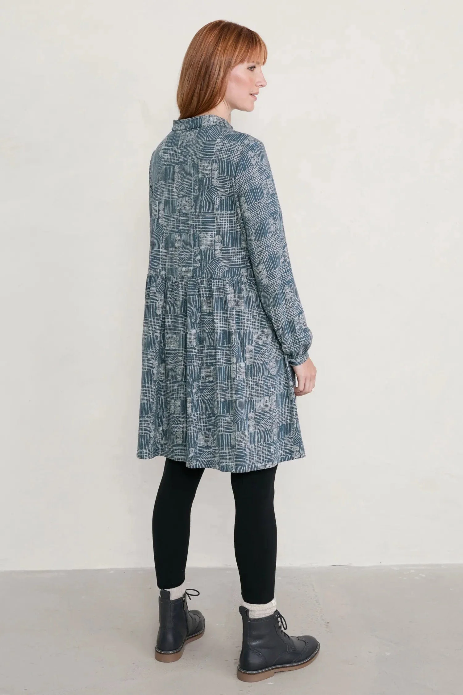 Selven Dress - Hatched Landscape Deep Teal - Image 4