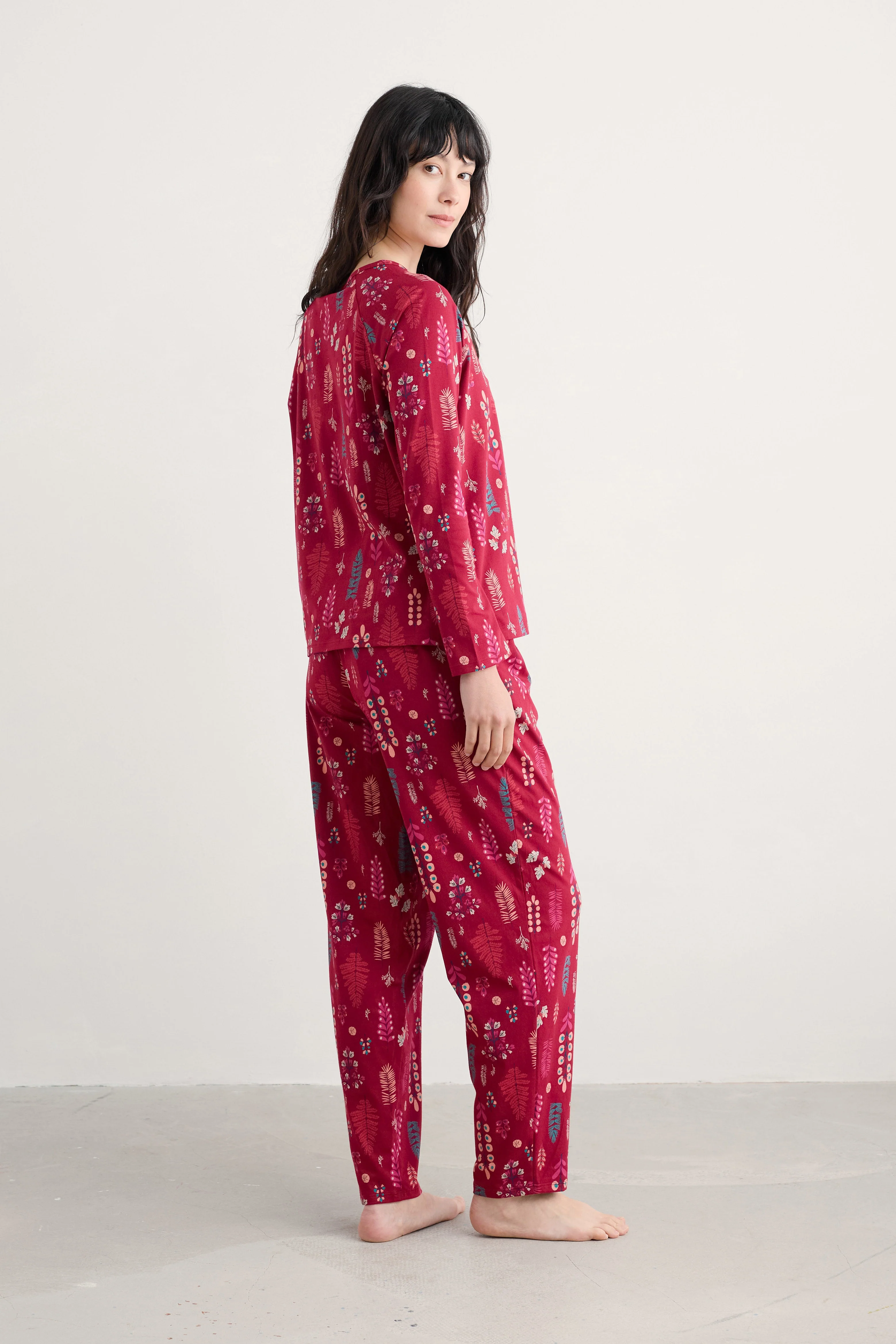 Setting Sun Cotton Jersey Pyjamas - Botanical Woodland Jam - Image 4