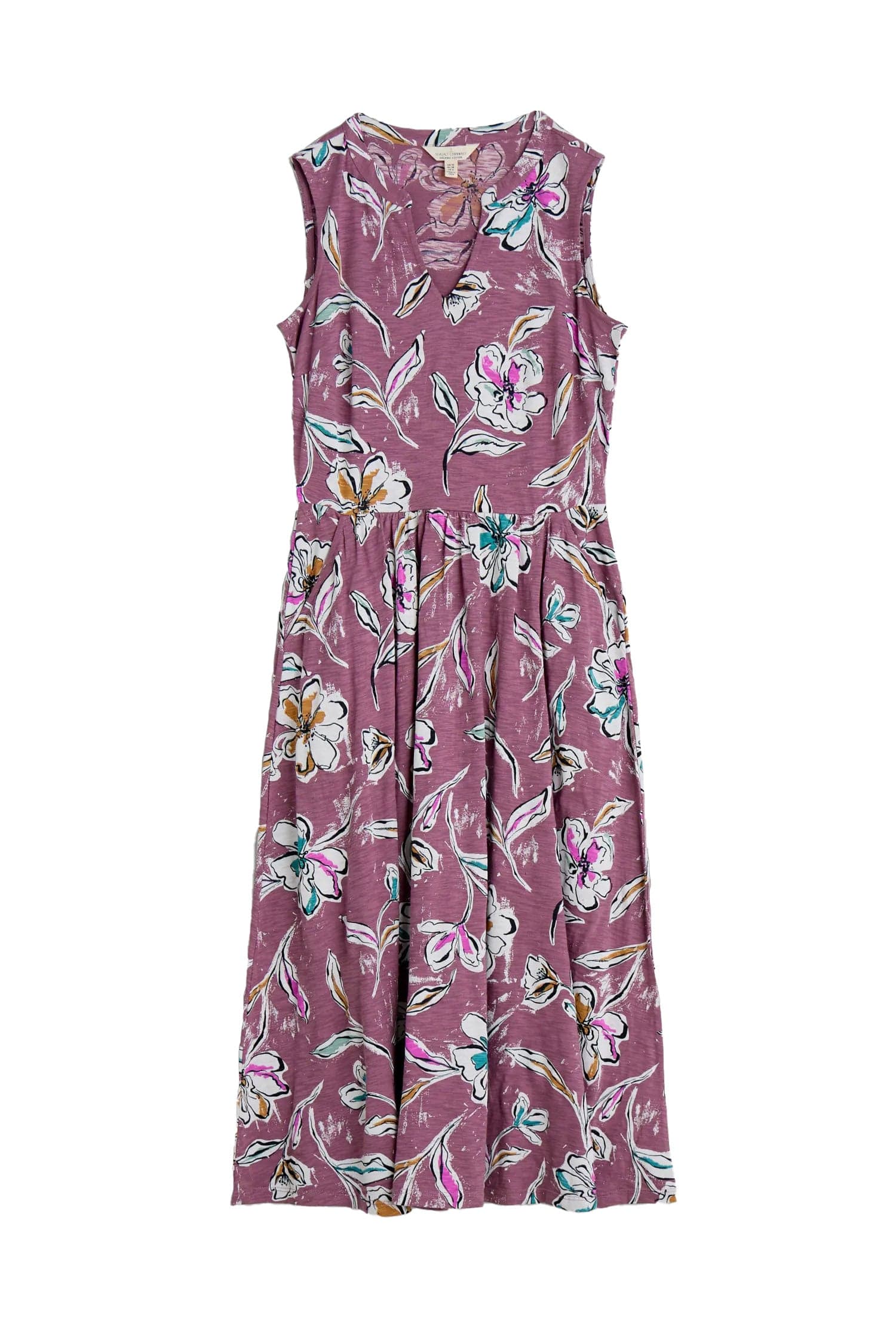 Shelter Bay Sleeveless Jersey Dress - Linework Floral Heather