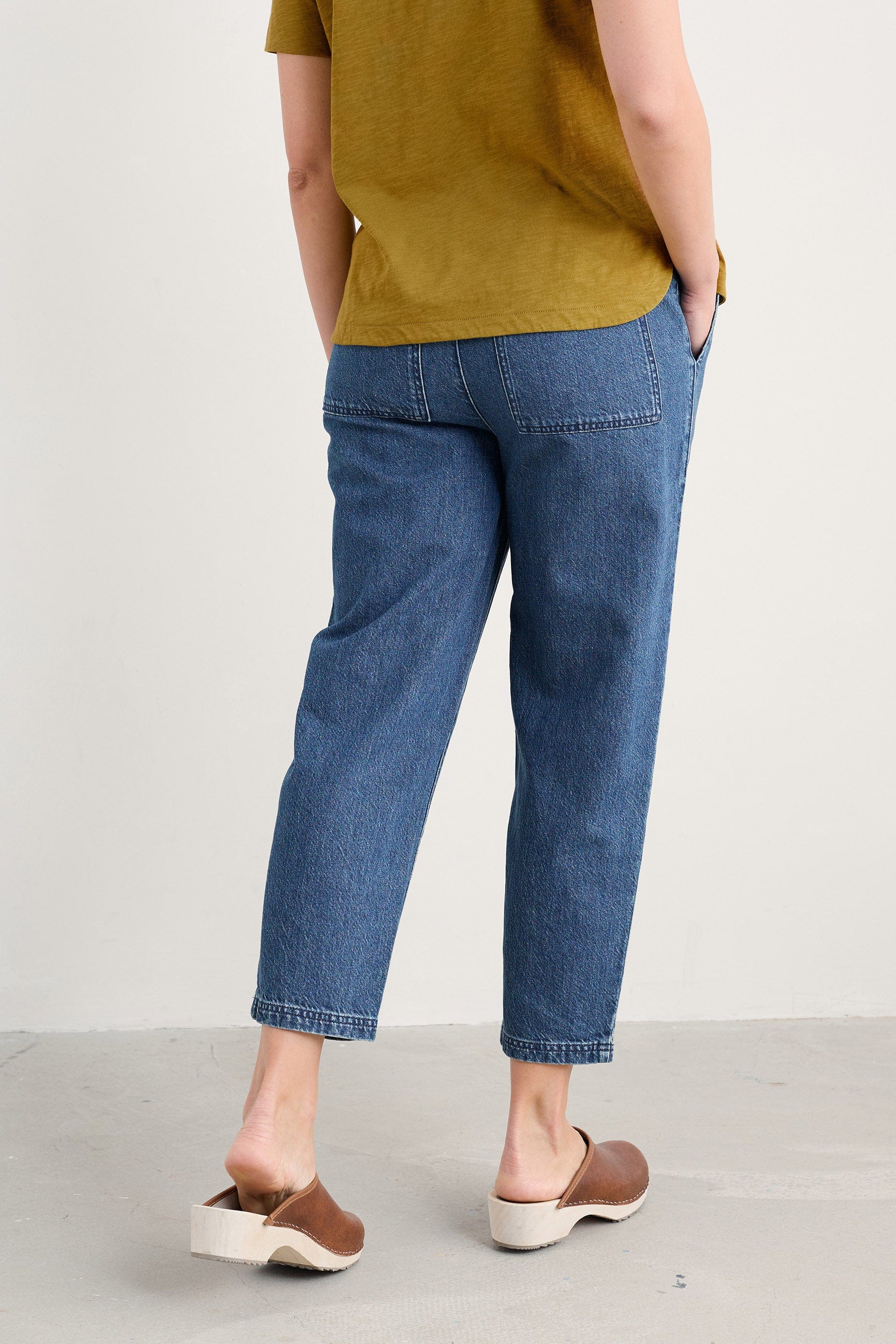 Sholl Denim-Linen Trousers - Mid Wash - Image 4