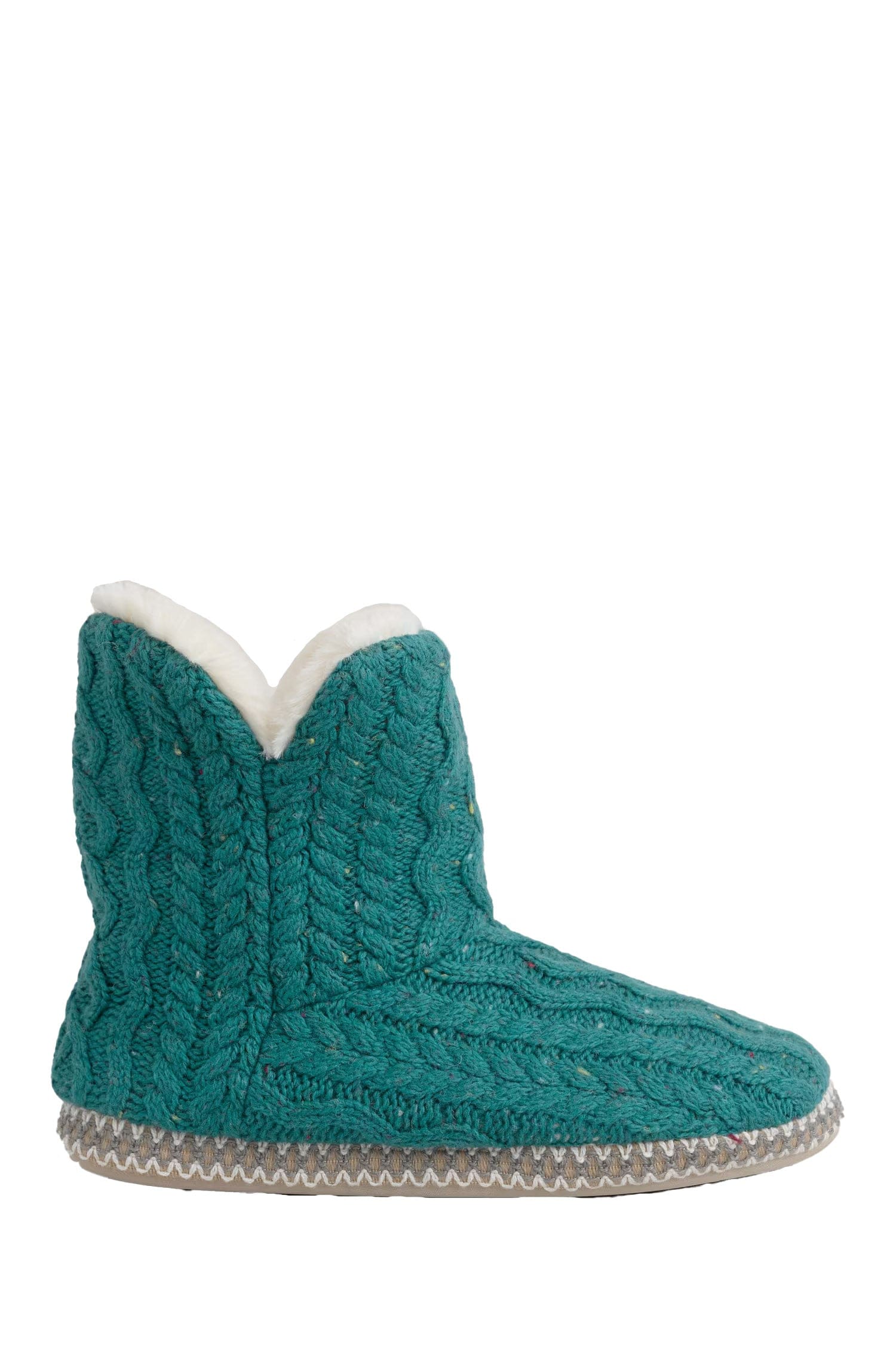 Starry Night Cable Knit Slipper Bootie - Dark Jade
