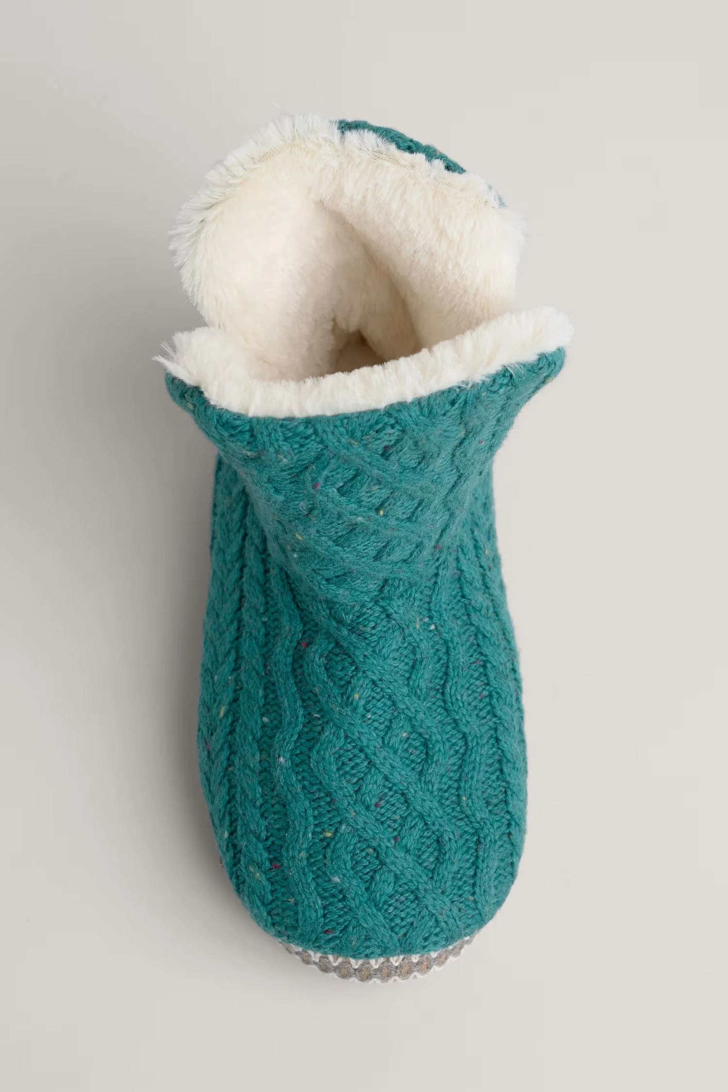 Starry Night Cable Knit Slipper Bootie - Dark Jade - Image 4