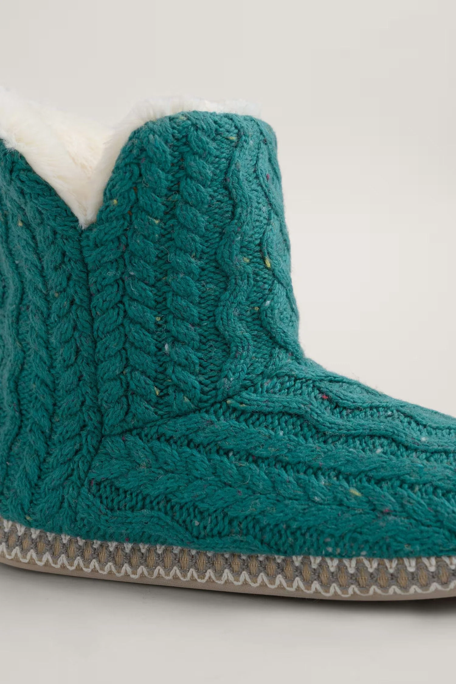 Starry Night Cable Knit Slipper Bootie - Dark Jade - Image 5