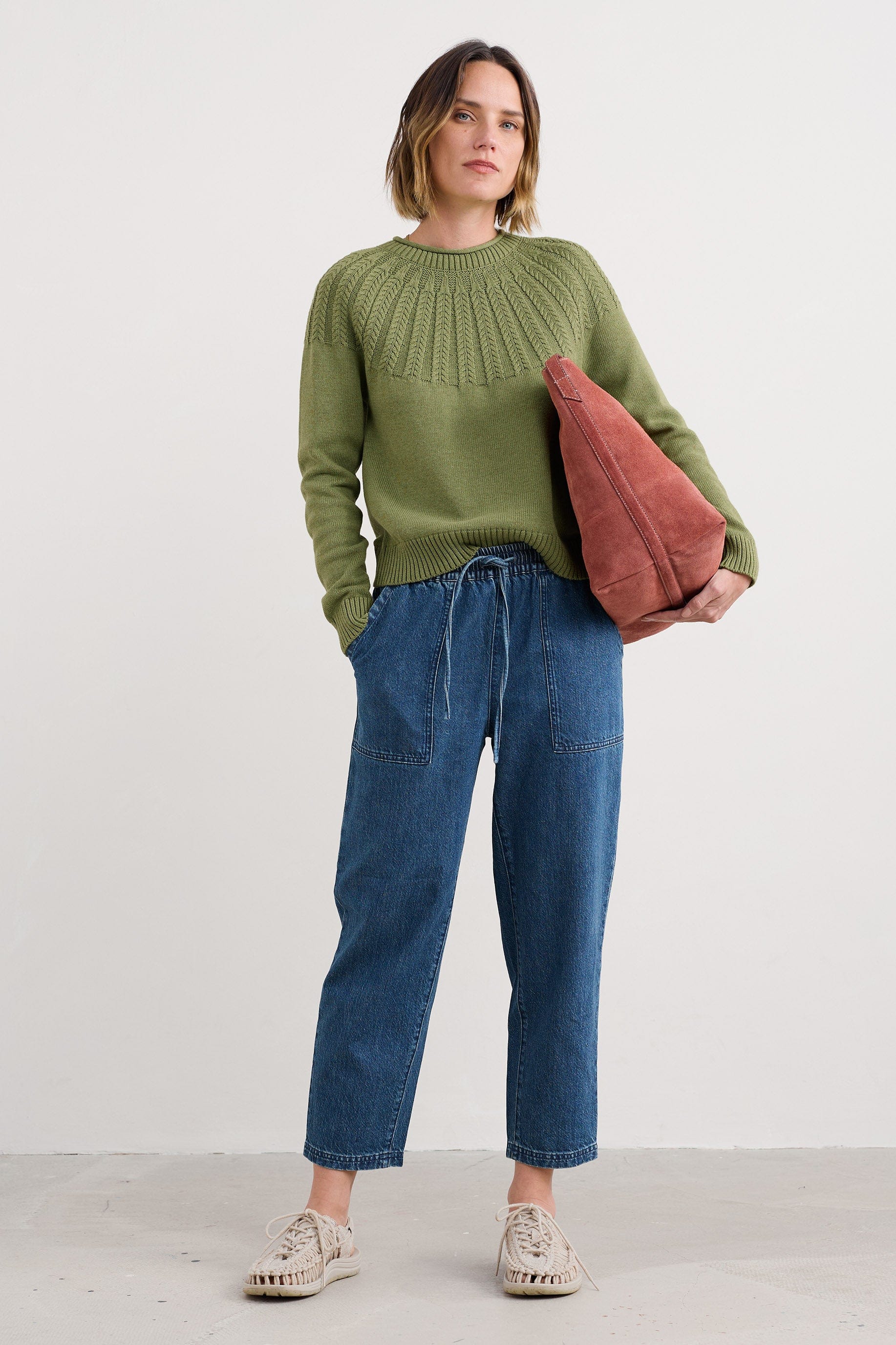 Stone Chat Organic Cotton Jumper - Moss - Image 2