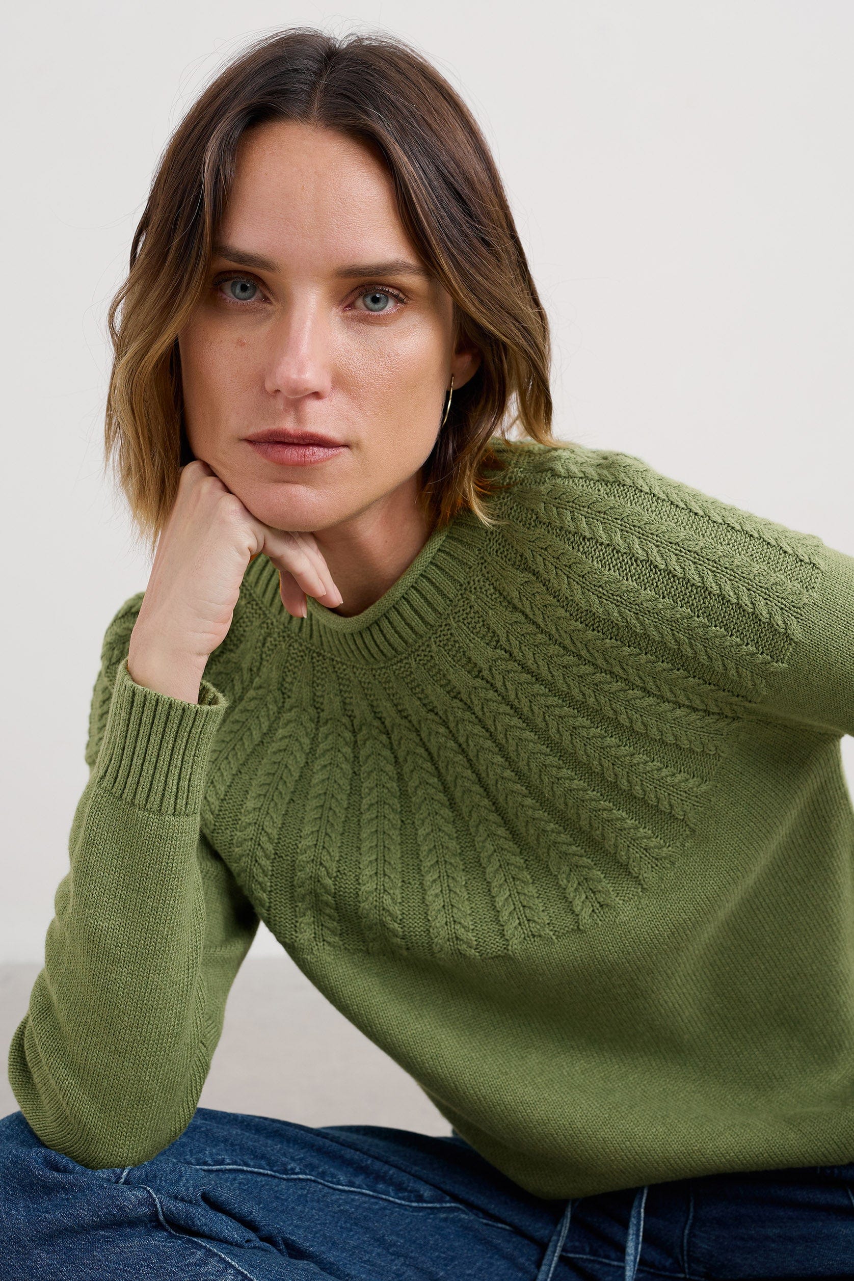 Stone Chat Organic Cotton Jumper - Moss - Image 3