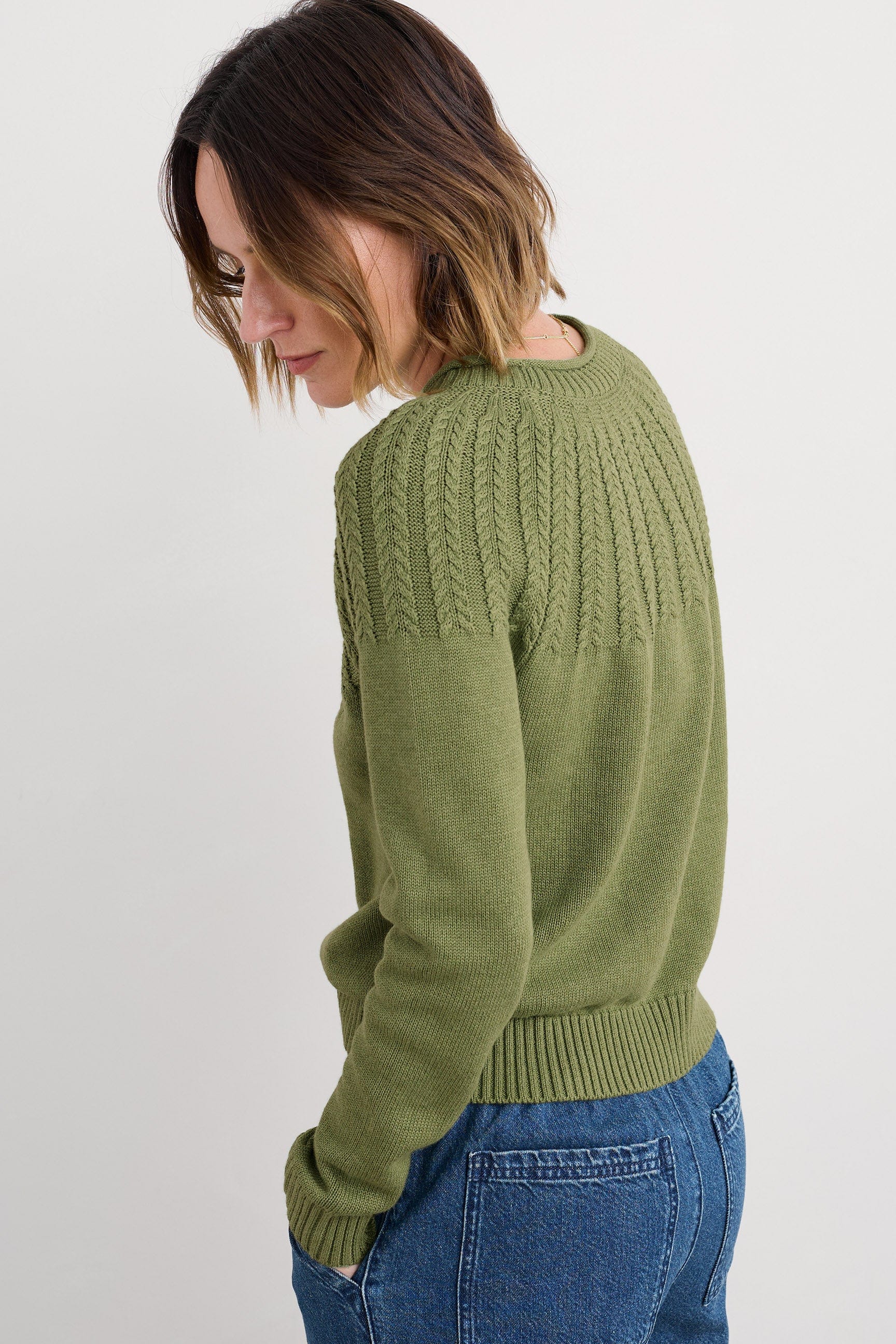 Stone Chat Organic Cotton Jumper - Moss - Image 4