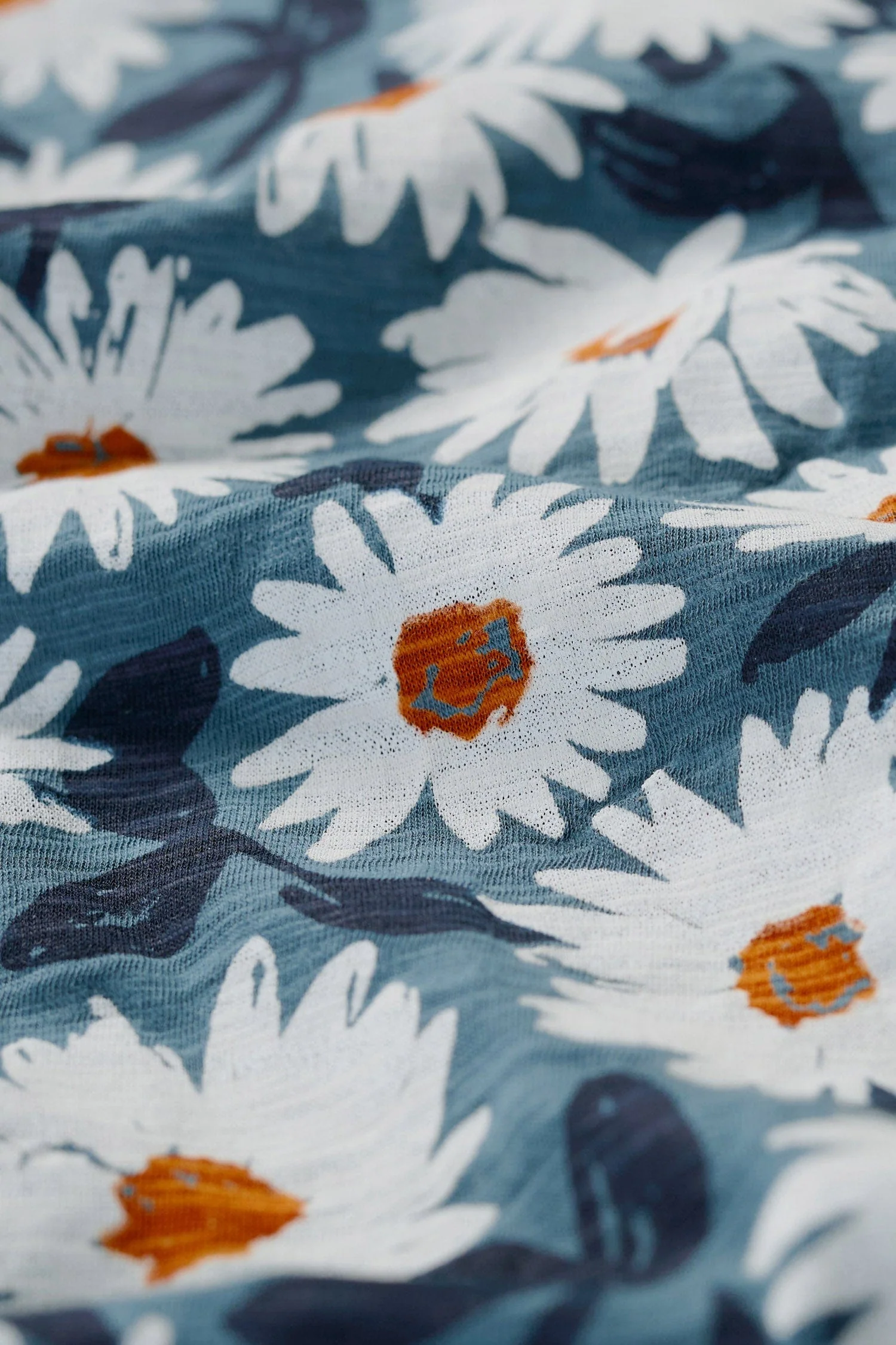 Studio Glass V-Neck Jersey Top - Arty Daisy Dusky Jade - Image 6
