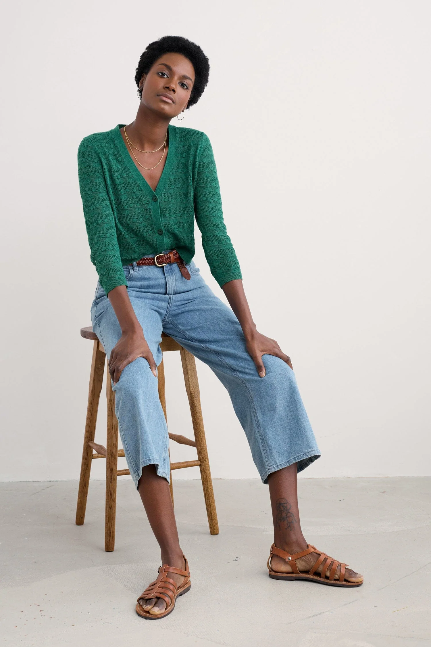 Sweet Day Organic Cotton Cardigan - Pine Shoots - Image 4