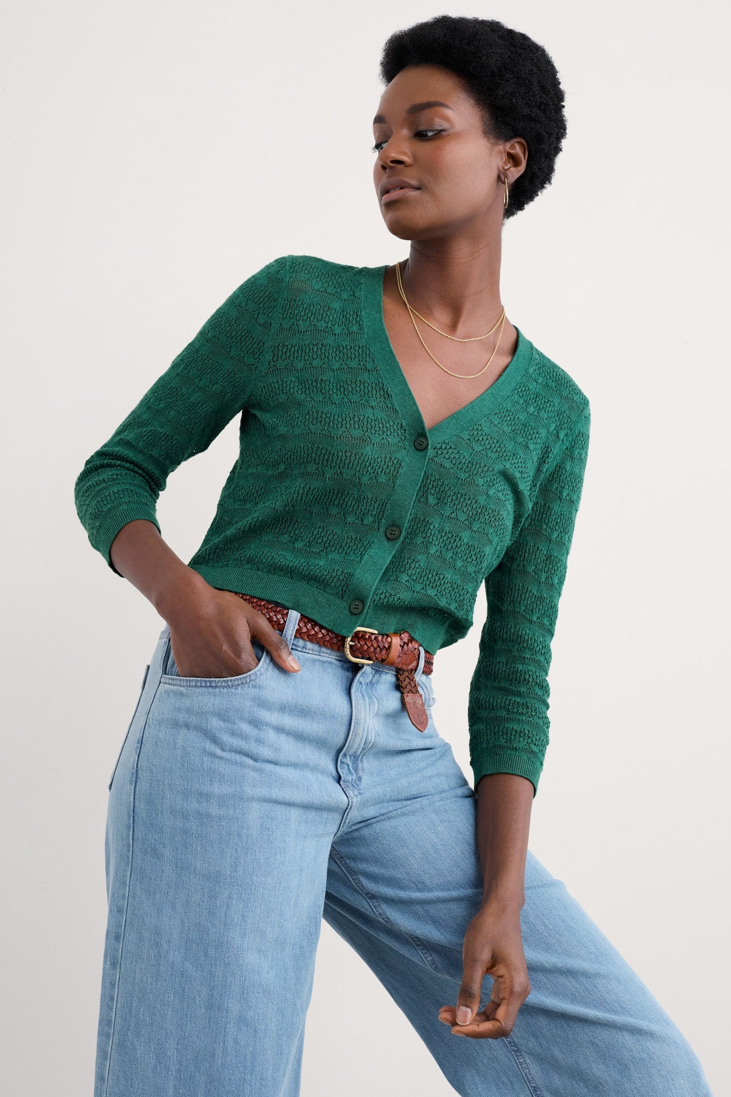 Sweet Day Organic Cotton Cardigan - Pine Shoots - Image 5