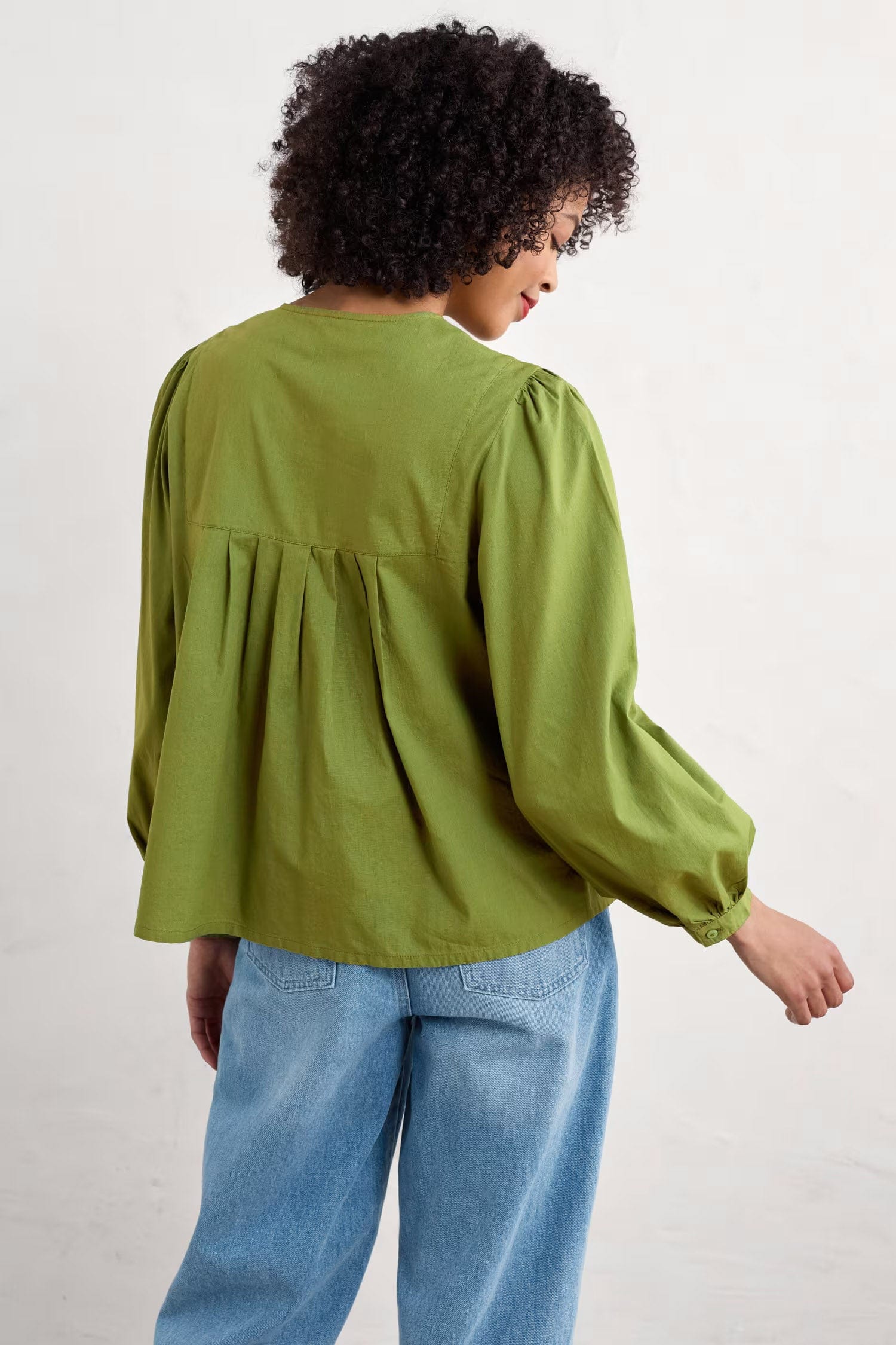 Thornapple Organic Cotton Embroidered Shirt - Dark Citron - Image 3
