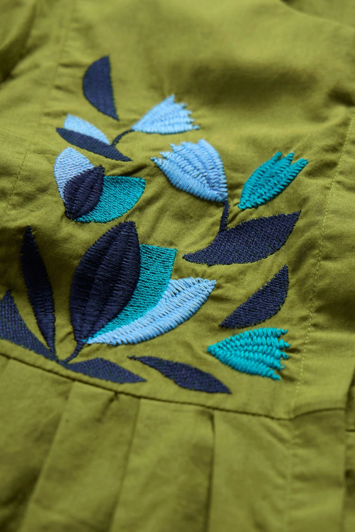 Thornapple Organic Cotton Embroidered Shirt - Dark Citron - Image 6