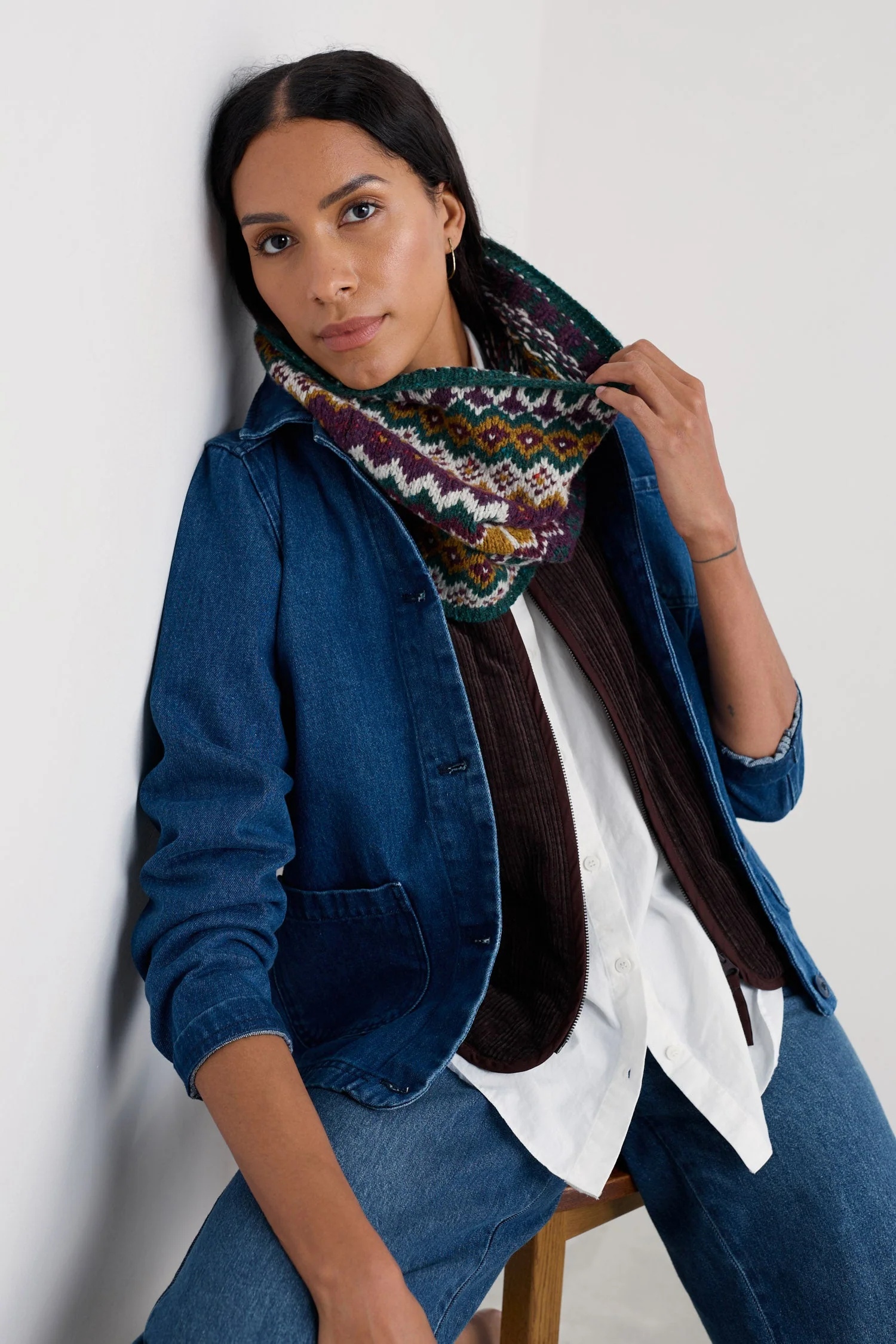 Weatherhill Fair Isle Wool Blend Snood - Modernist Dark Wreckage Multi - Image 2