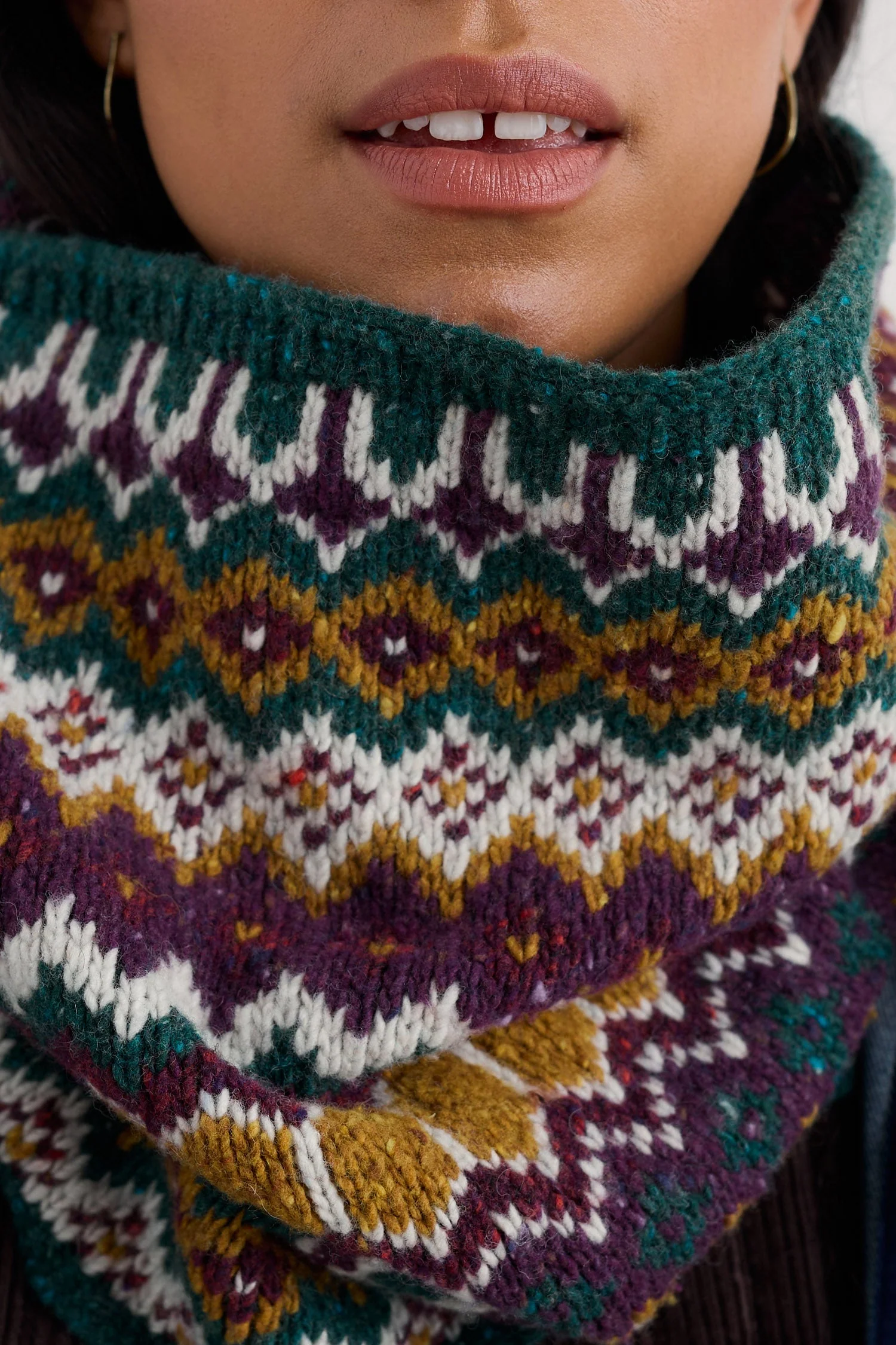 Weatherhill Fair Isle Wool Blend Snood - Modernist Dark Wreckage Multi - Image 3
