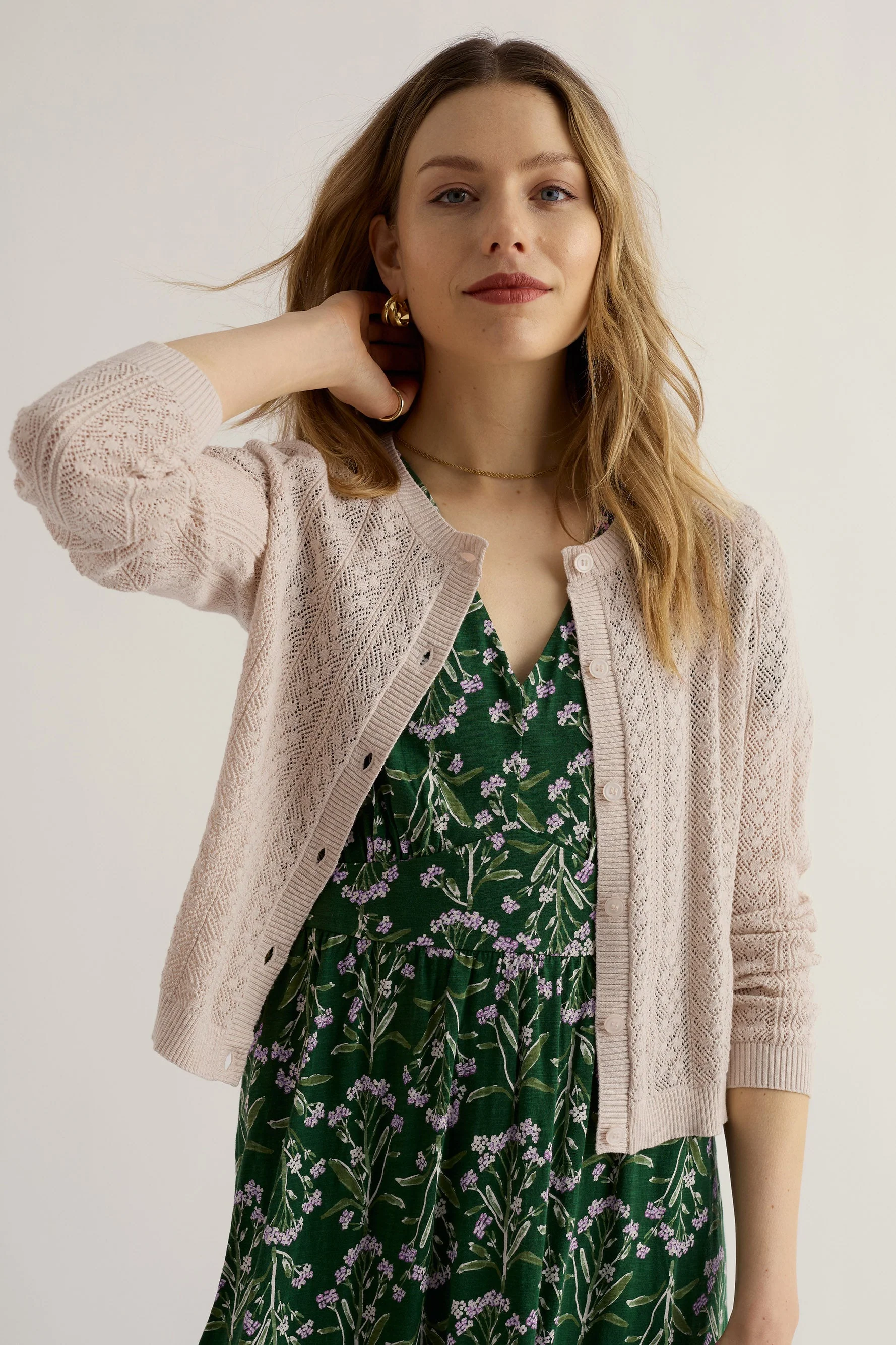 Willowing Pointelle Cardigan - Chalk - Image 2