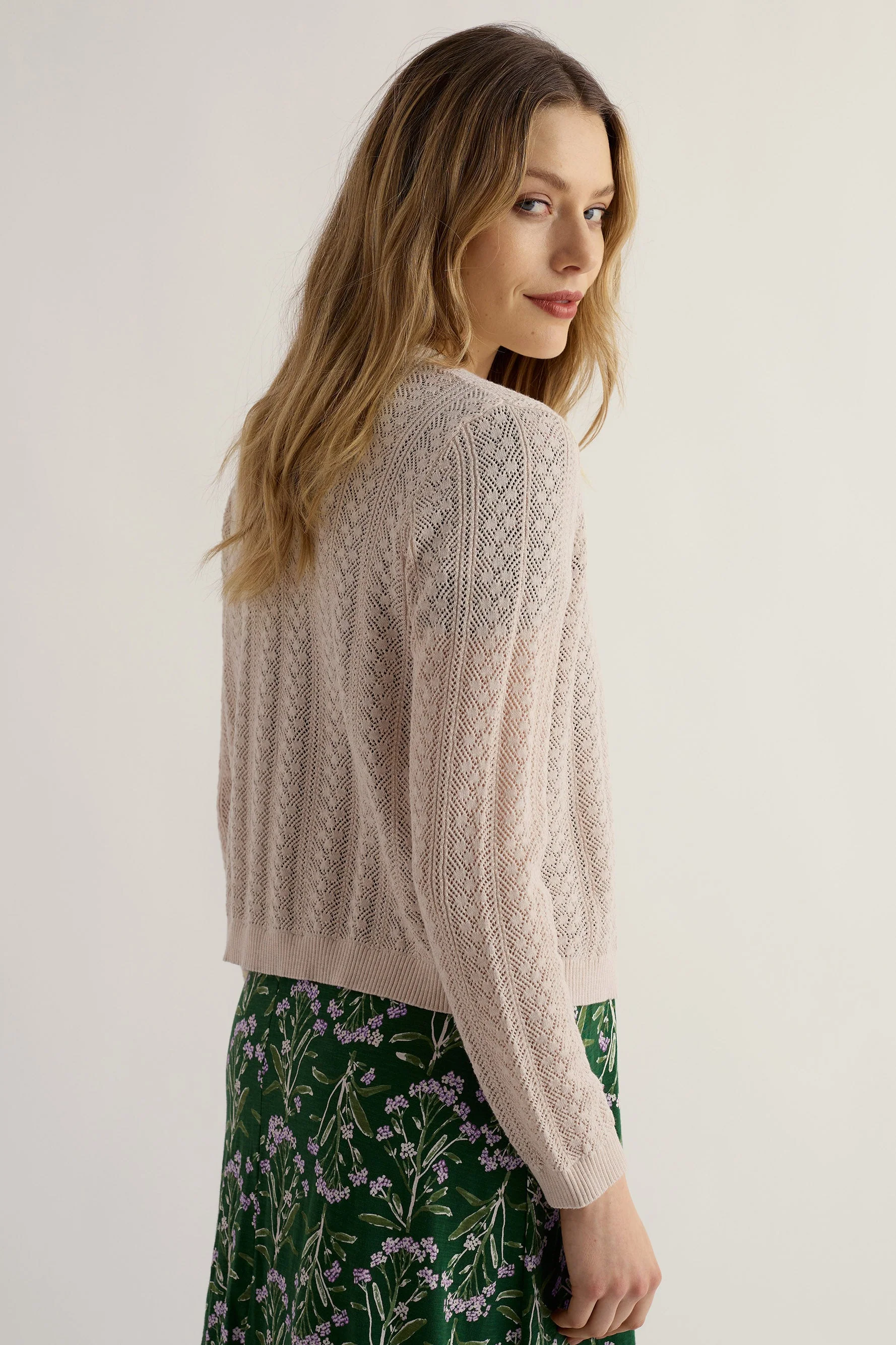 Willowing Pointelle Cardigan - Chalk - Image 4