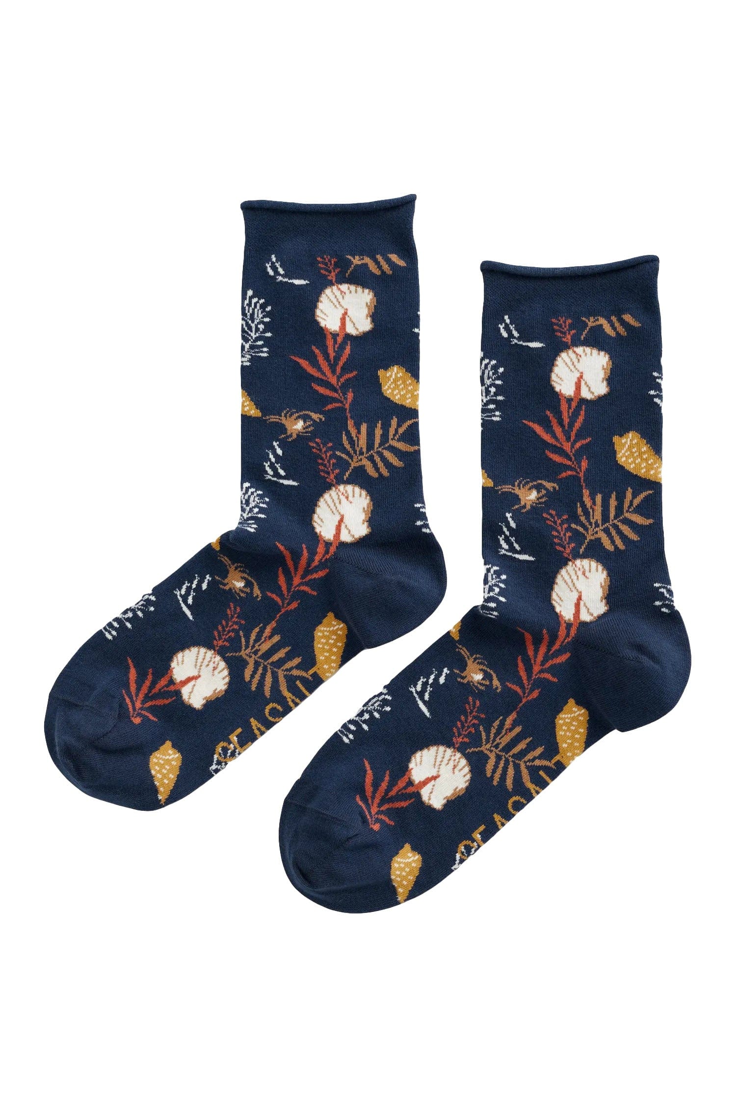 Womens Arty Organic Cotton Socks - Sea Holly Maritime