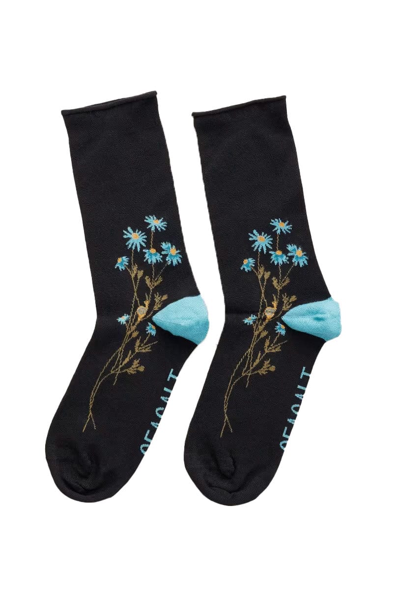 Women's Bamboo Arty Socks - Daisy Path Onyx