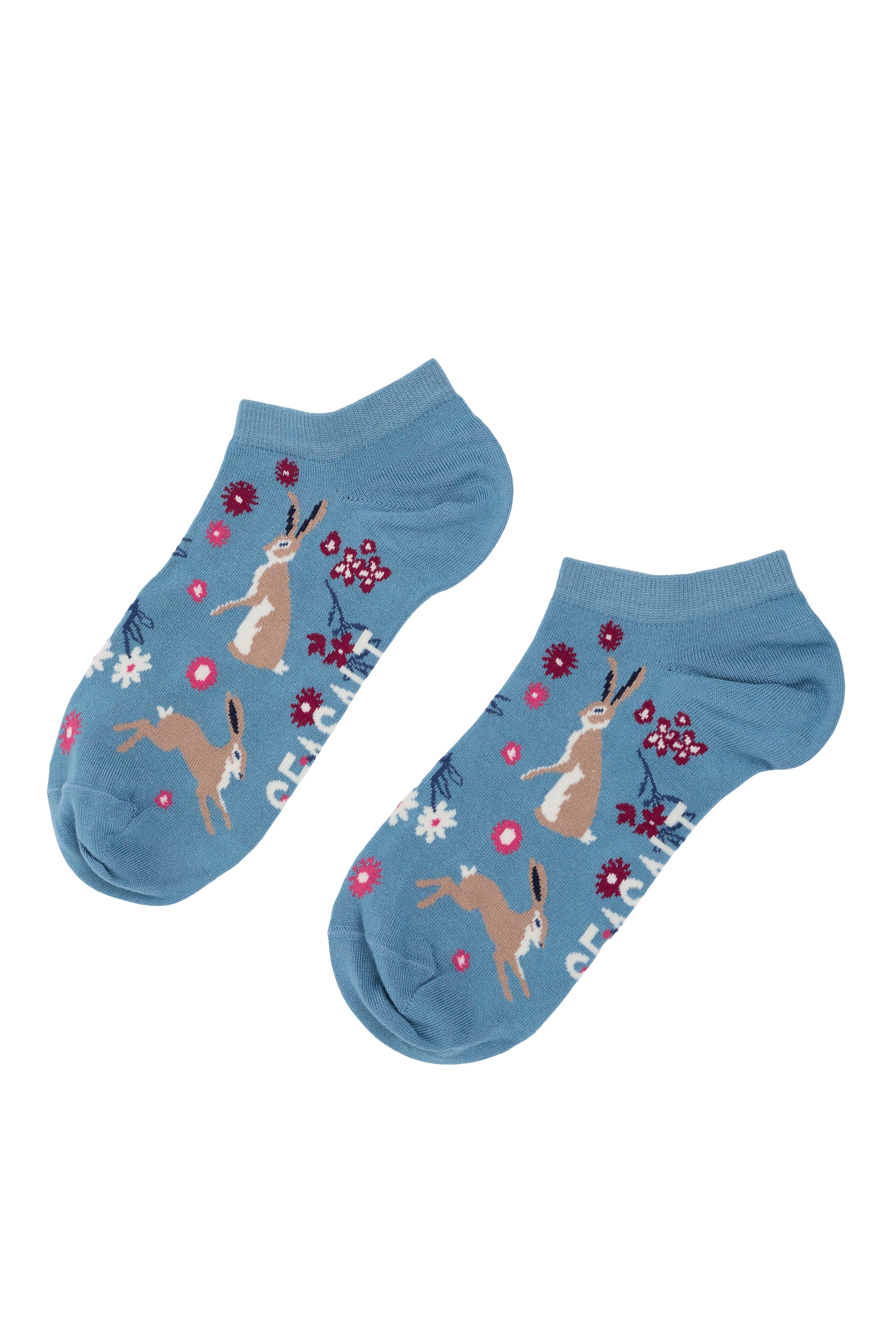 Women's Bamboo Arty Trainer Socks - Hares Leap Seascape
