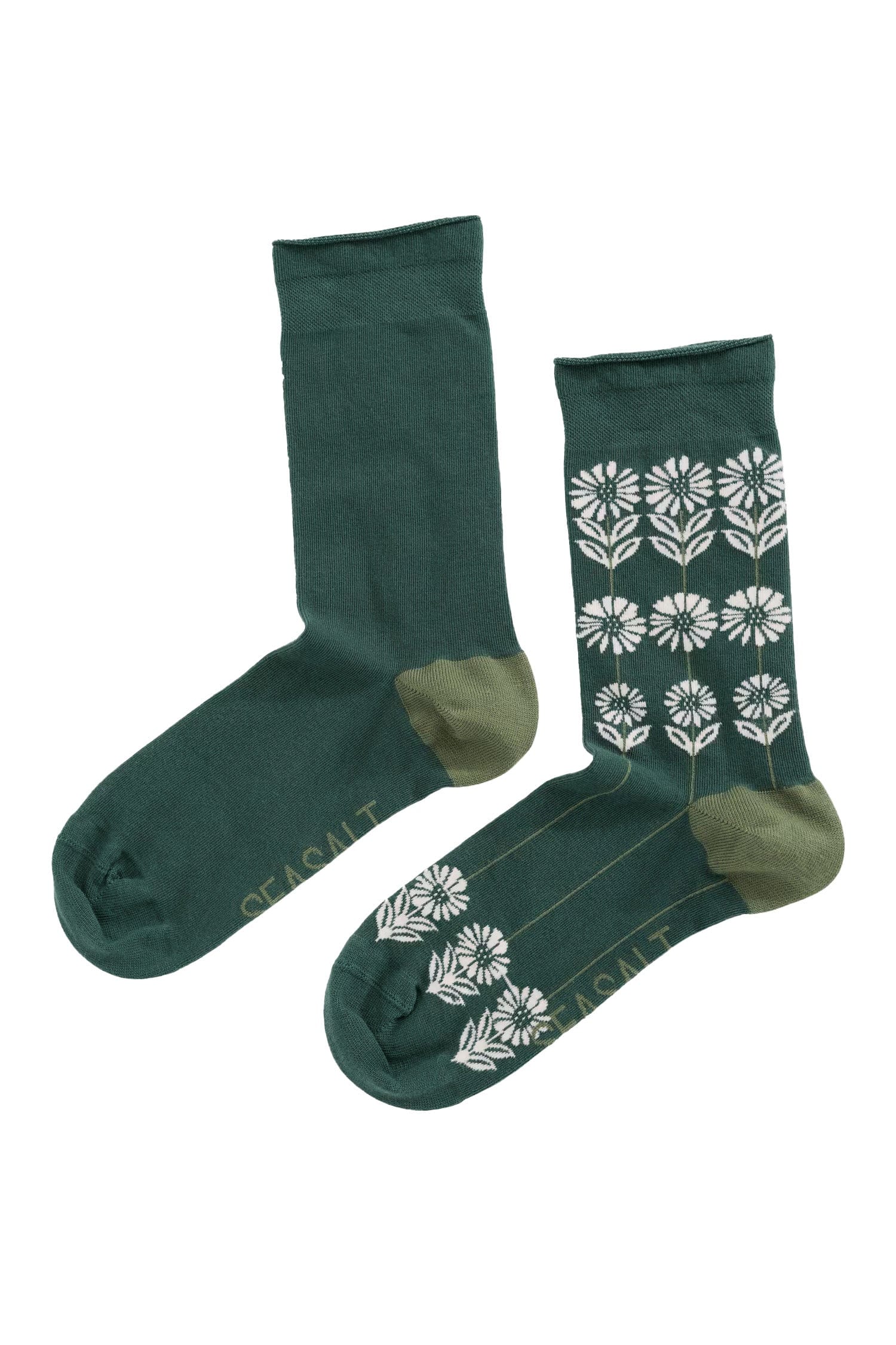 Womens Organic Cotton Arty Socks - Daisy Lines Dark Forage