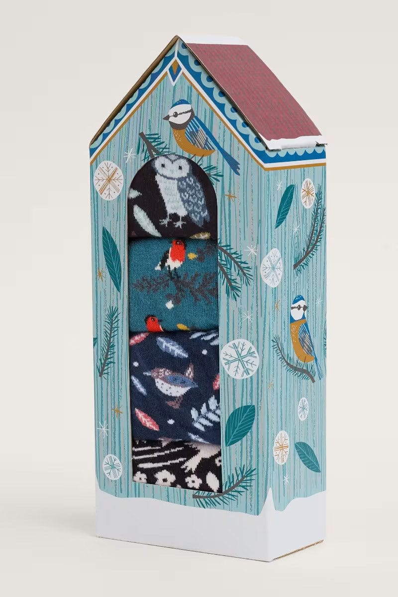 Women's Sailor Socks Box of 4 - Birds Redstart Mix - Image 2