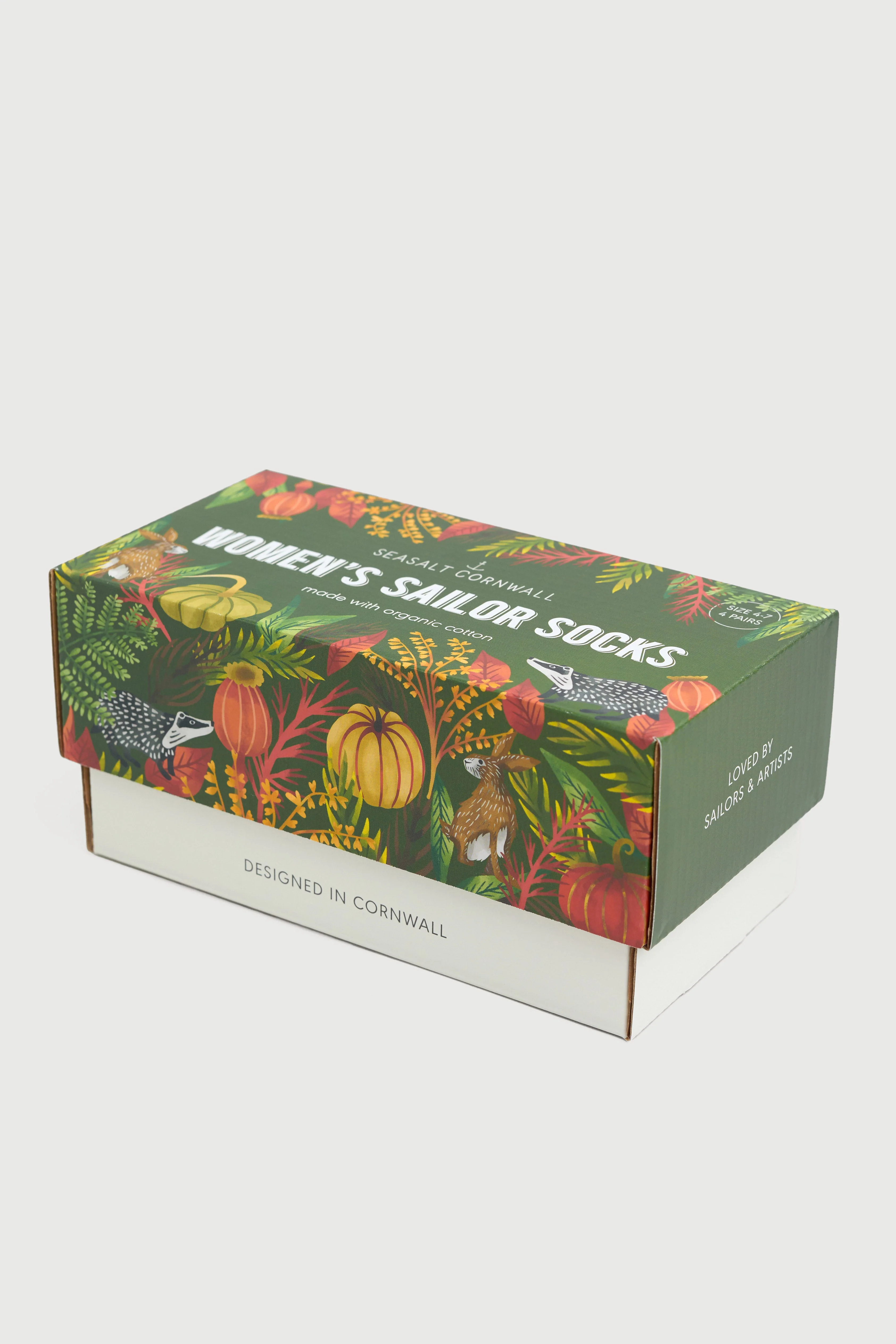 Women's Sailor Socks Box of 4 Nature - Fronds Mix - Image 3