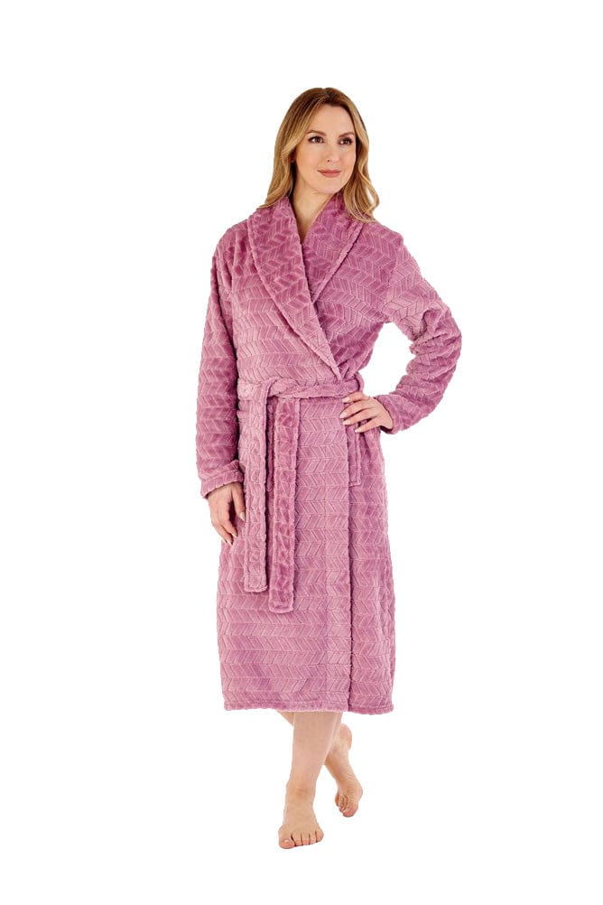 Chevron Dressing Gown - Mauve