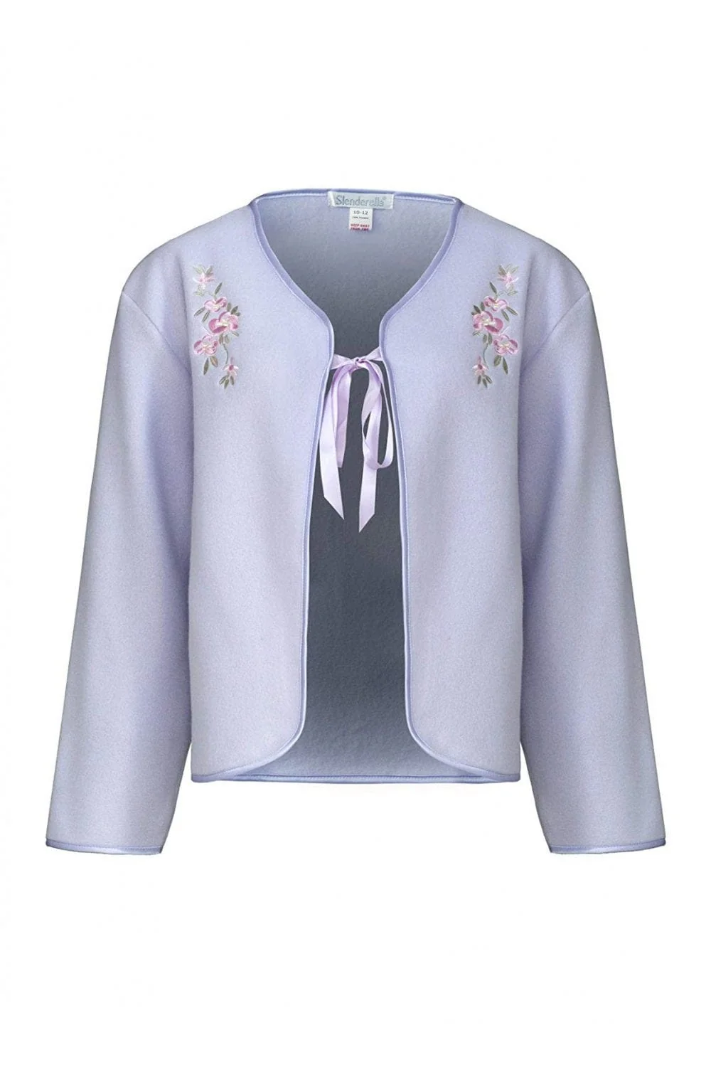Embroidered Fleece Tie Bed Jacket - Lilac