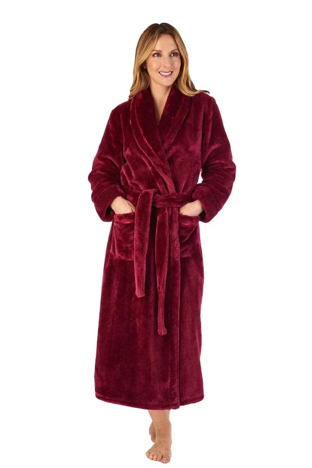 Luxury 48 Inch Fleece Dressing Gown - Raspberry - Image 2
