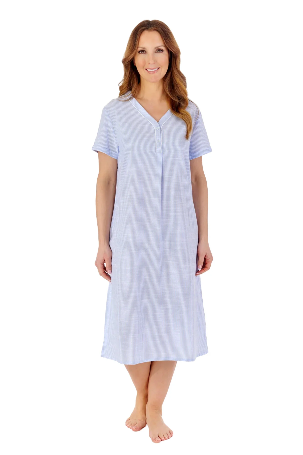 Striped 42 Inch Nightdress - Blue
