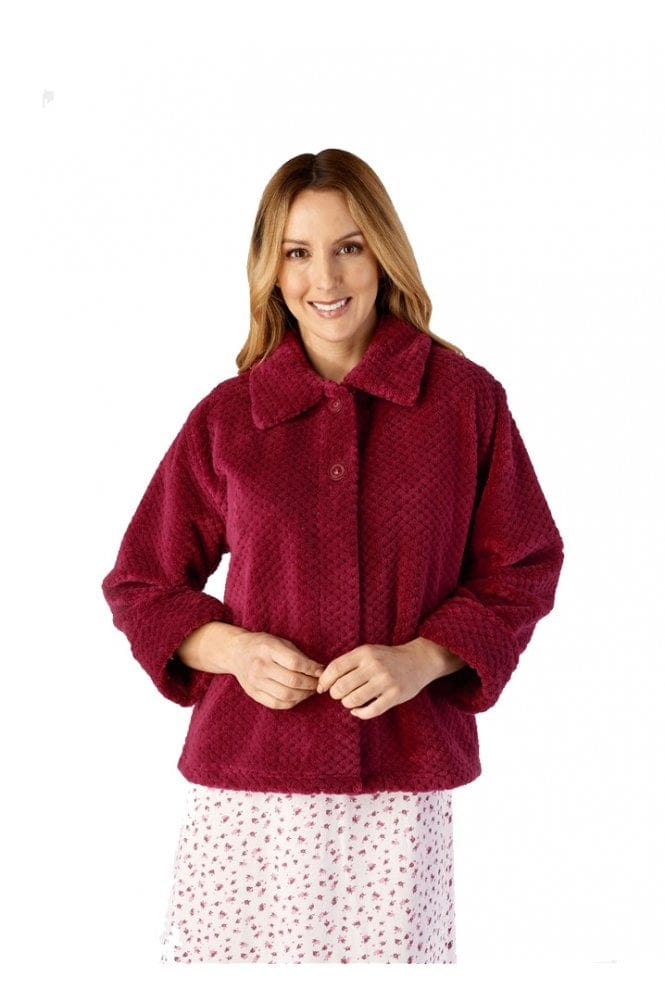 Waffle Fleece Bed Jacket - Raspberry