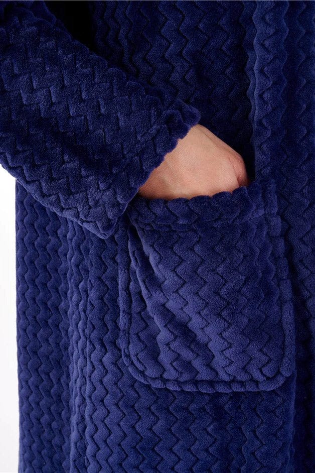 Zig Zag Pattern 46 Inch Button Through Housecoat - Navy - Image 2